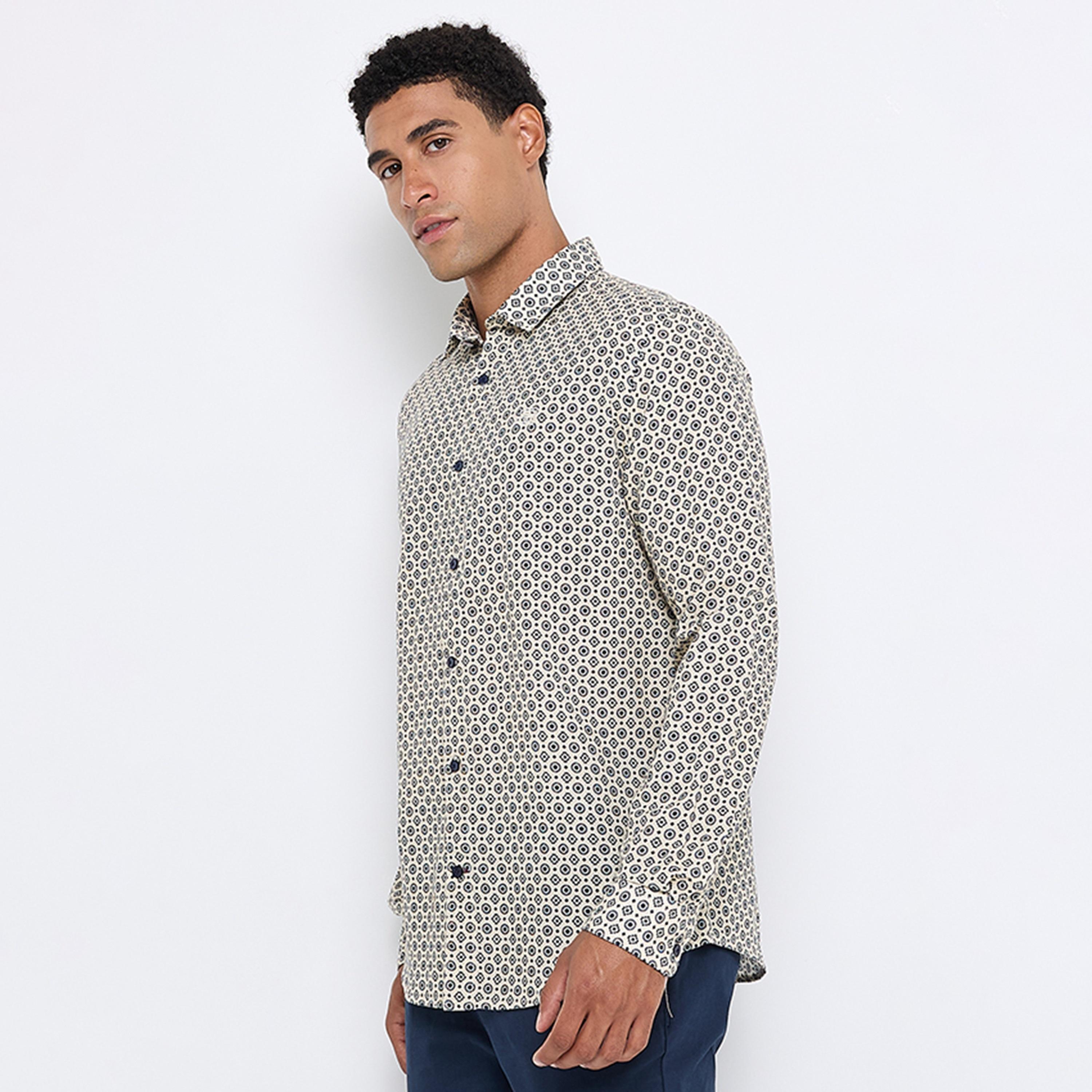 قميص رجالي بقصة عادية بياقة وأكمام طويلة بطبعة هندسية من بن شيرمان-men-clothing-shirts-image-3