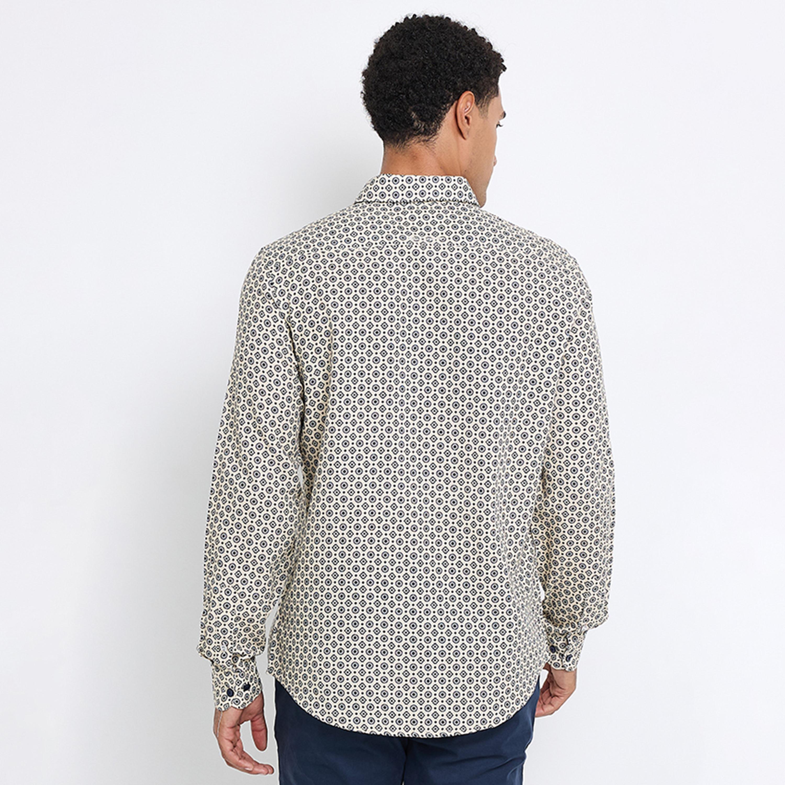 قميص رجالي بقصة عادية بياقة وأكمام طويلة بطبعة هندسية من بن شيرمان-men-clothing-shirts-image-4