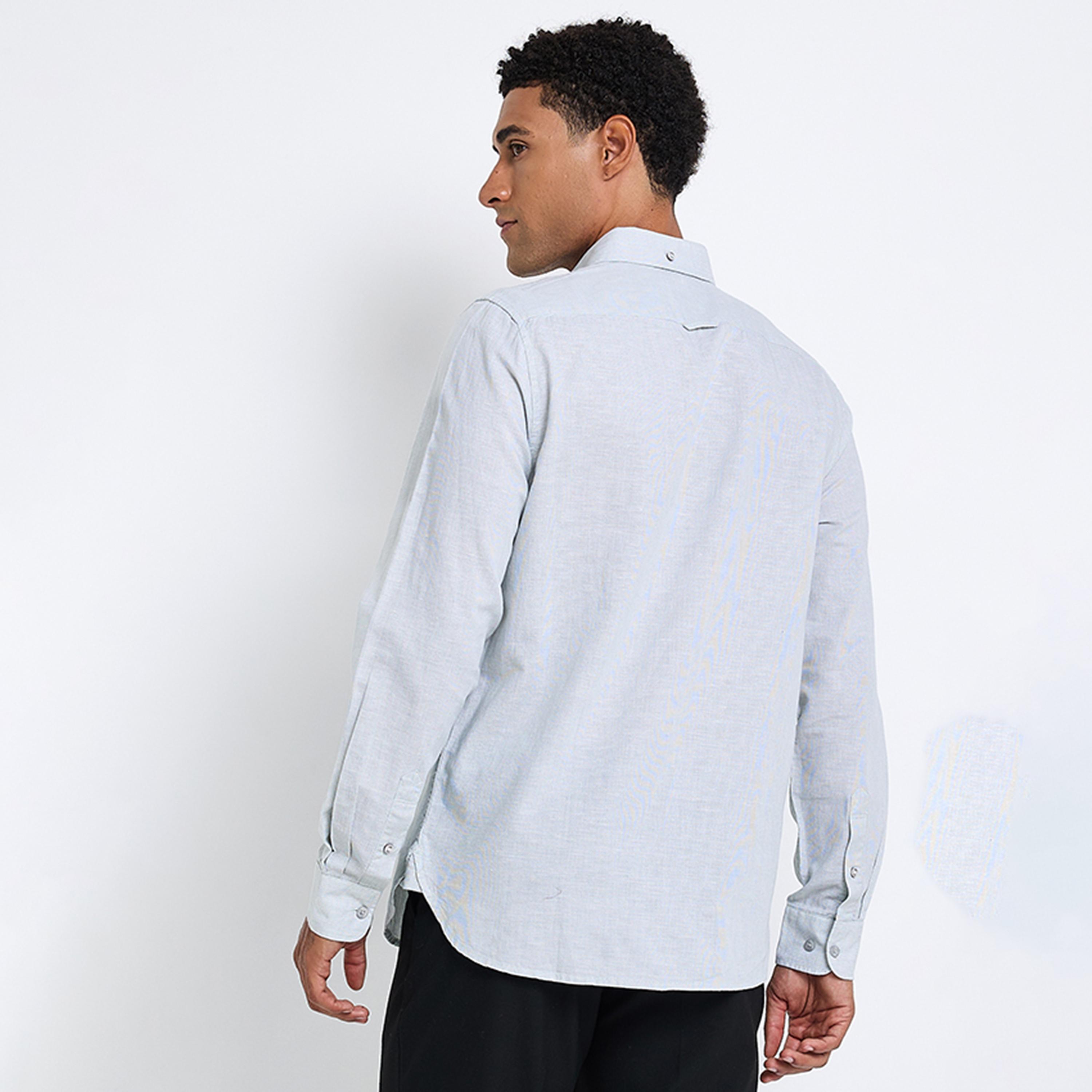 BEN SHERMAN Regular Fit Plain Button-Down Collar Long Sleeves Men's Shirt-men-clothing-shirts-image-4