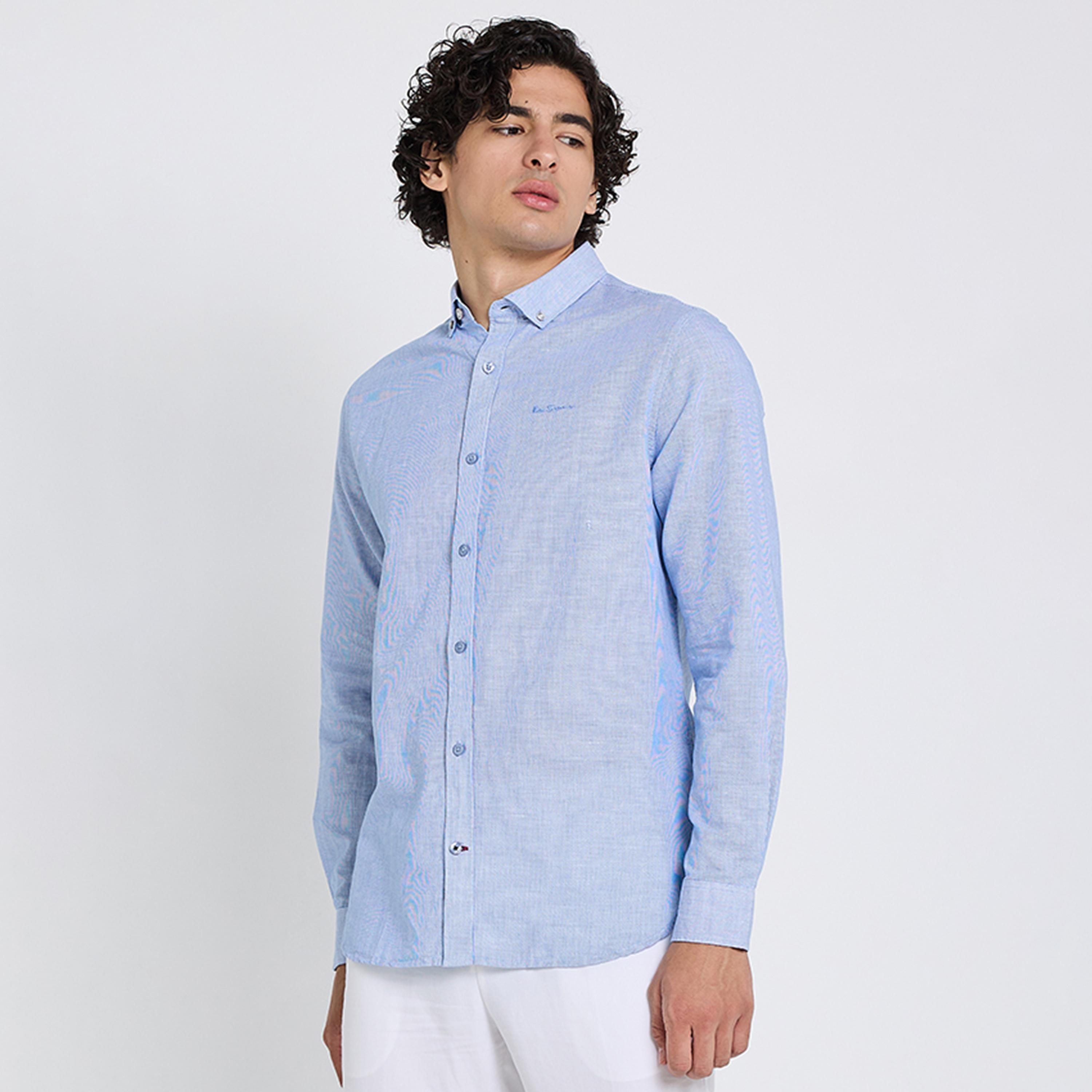 قميص رجالي بقصة عادية بياقة وأزرار وأكمام طويلة من بن شيرمان-men-clothing-shirts-image-4