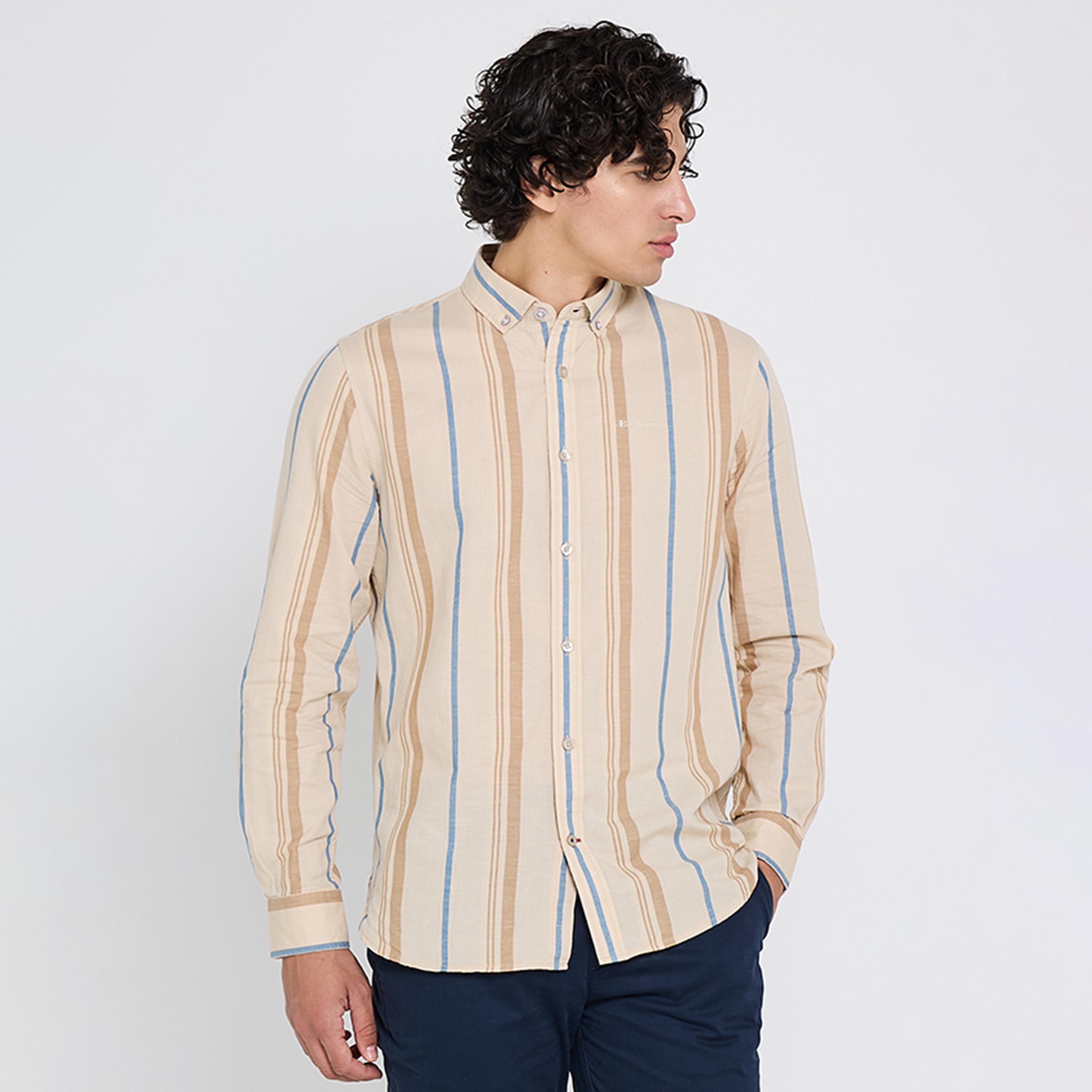 BEN SHERMAN Regular Fit Striped Button-Down Collar Long Sleeves Men's Shirt-men-clothing-shirts-image-1