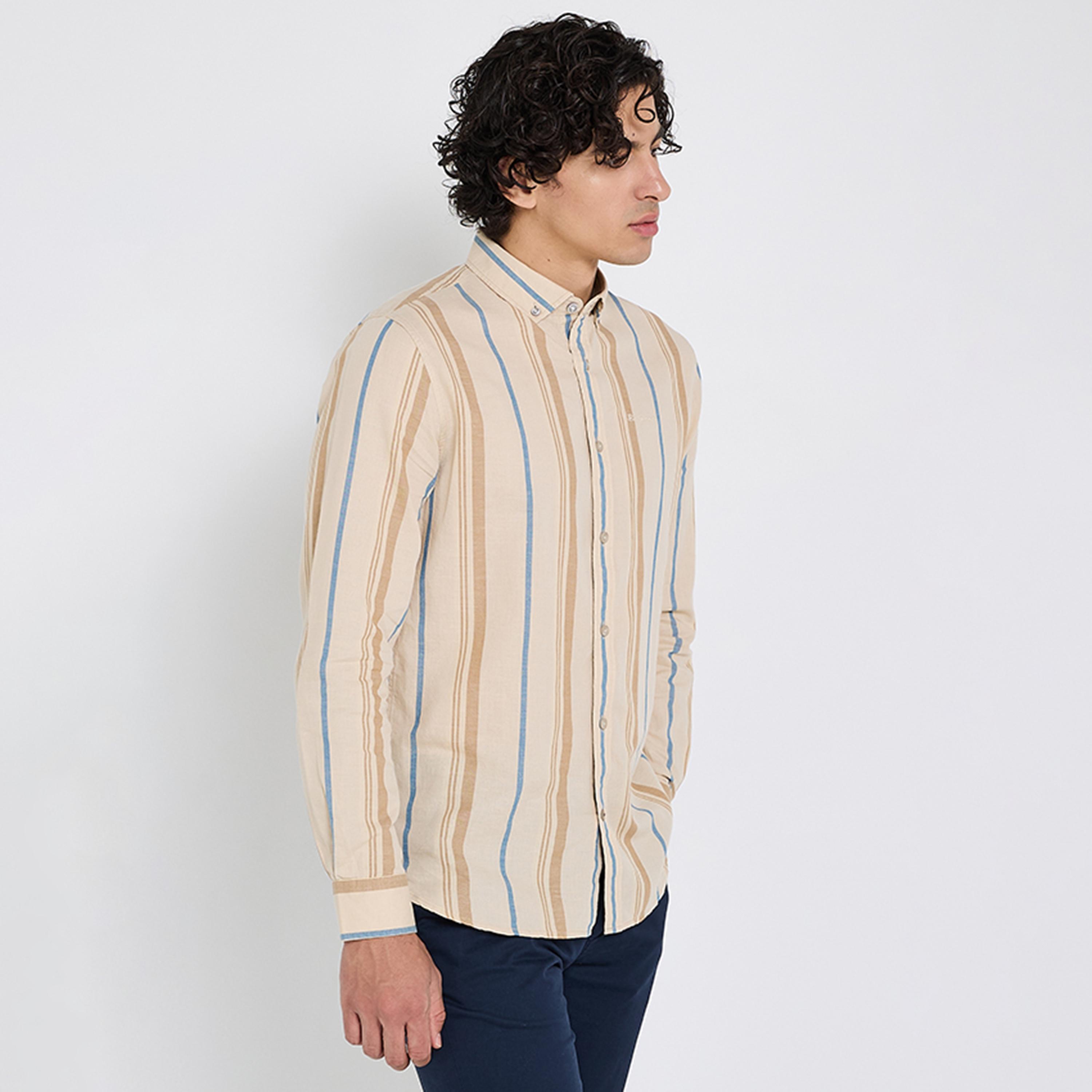 BEN SHERMAN Regular Fit Striped Button-Down Collar Long Sleeves Men's Shirt-men-clothing-shirts-image-2