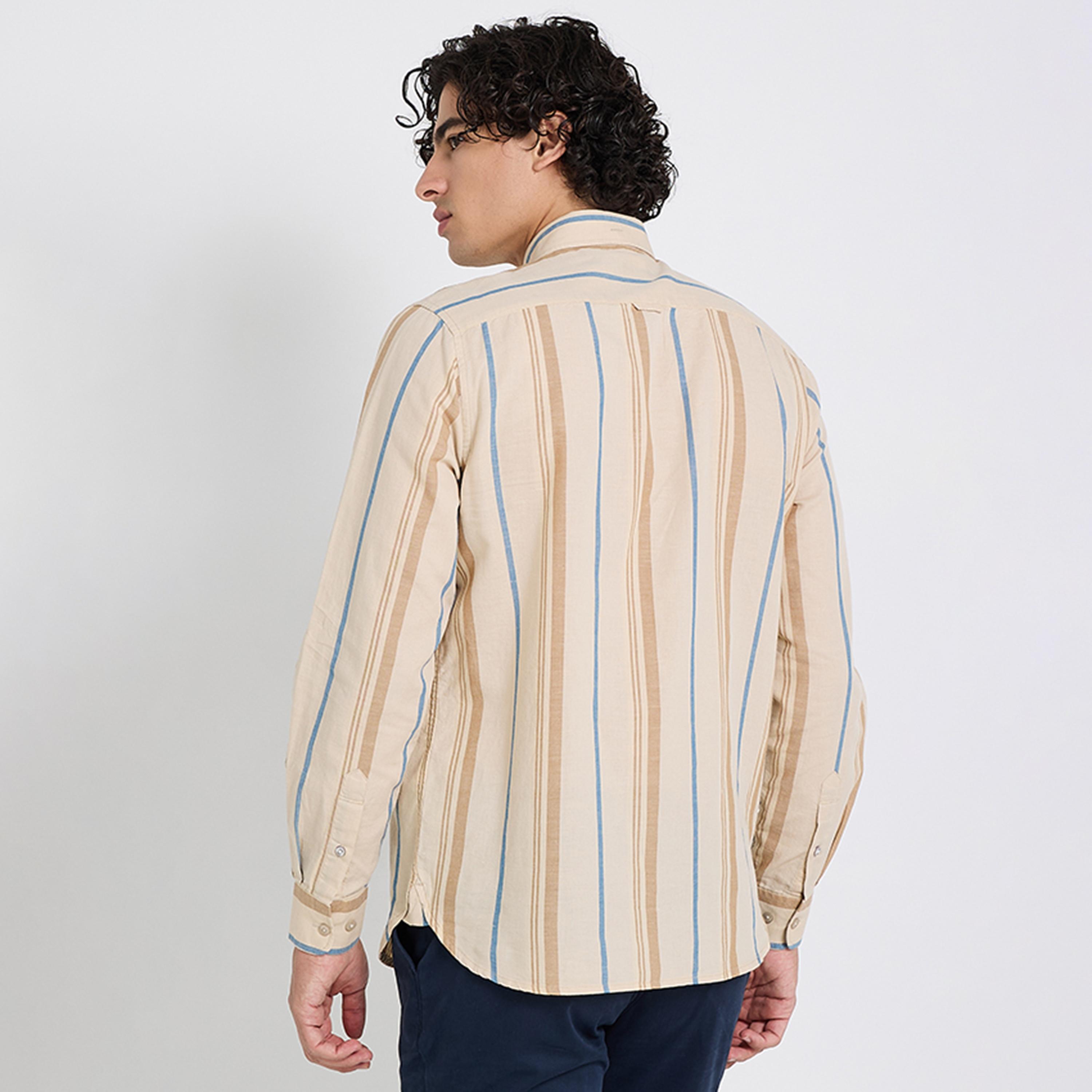 BEN SHERMAN Regular Fit Striped Button-Down Collar Long Sleeves Men's Shirt-men-clothing-shirts-image-4