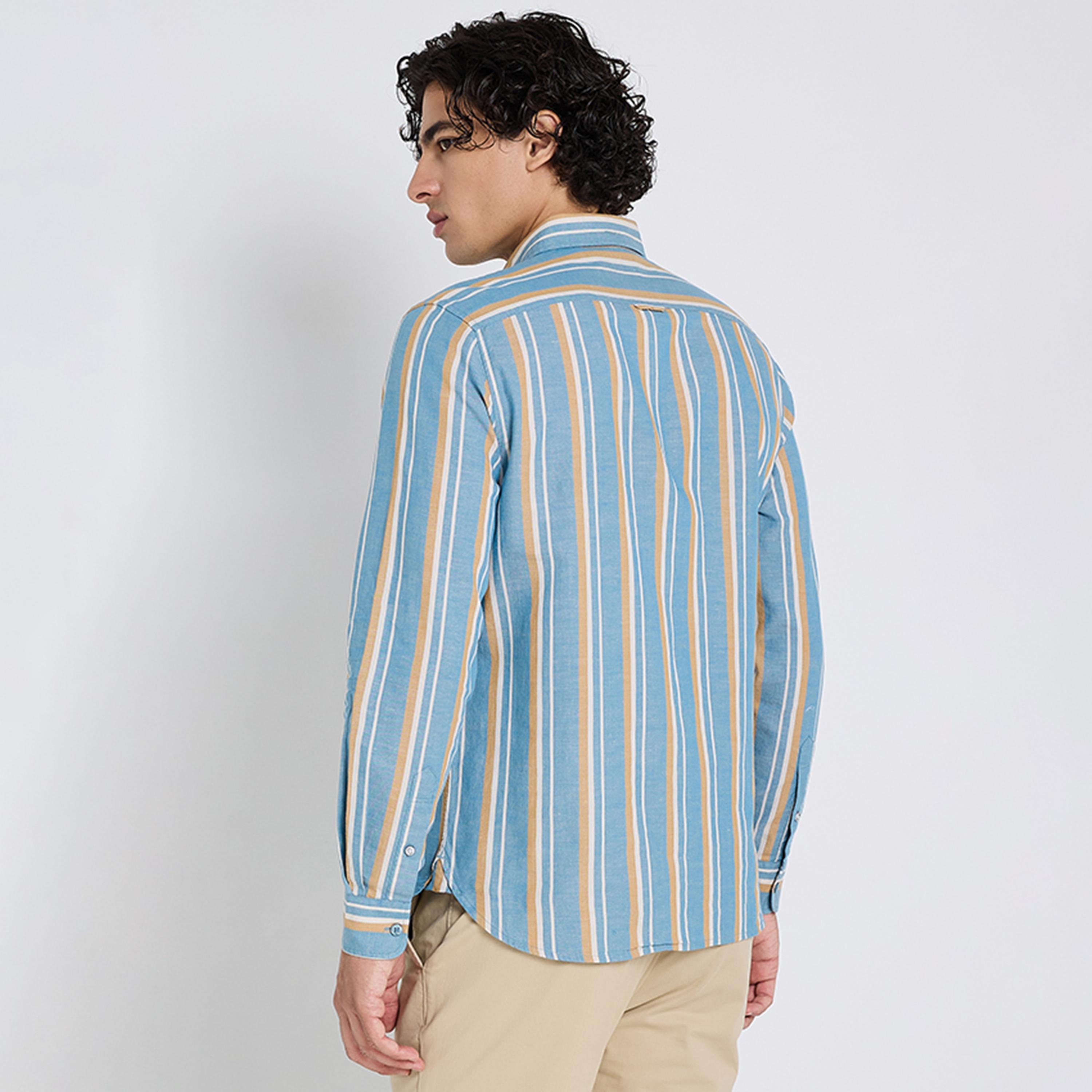BEN SHERMAN Regular Fit Striped Button-Down Collar Long Sleeves Men's Shirt-men-clothing-shirts-image-4