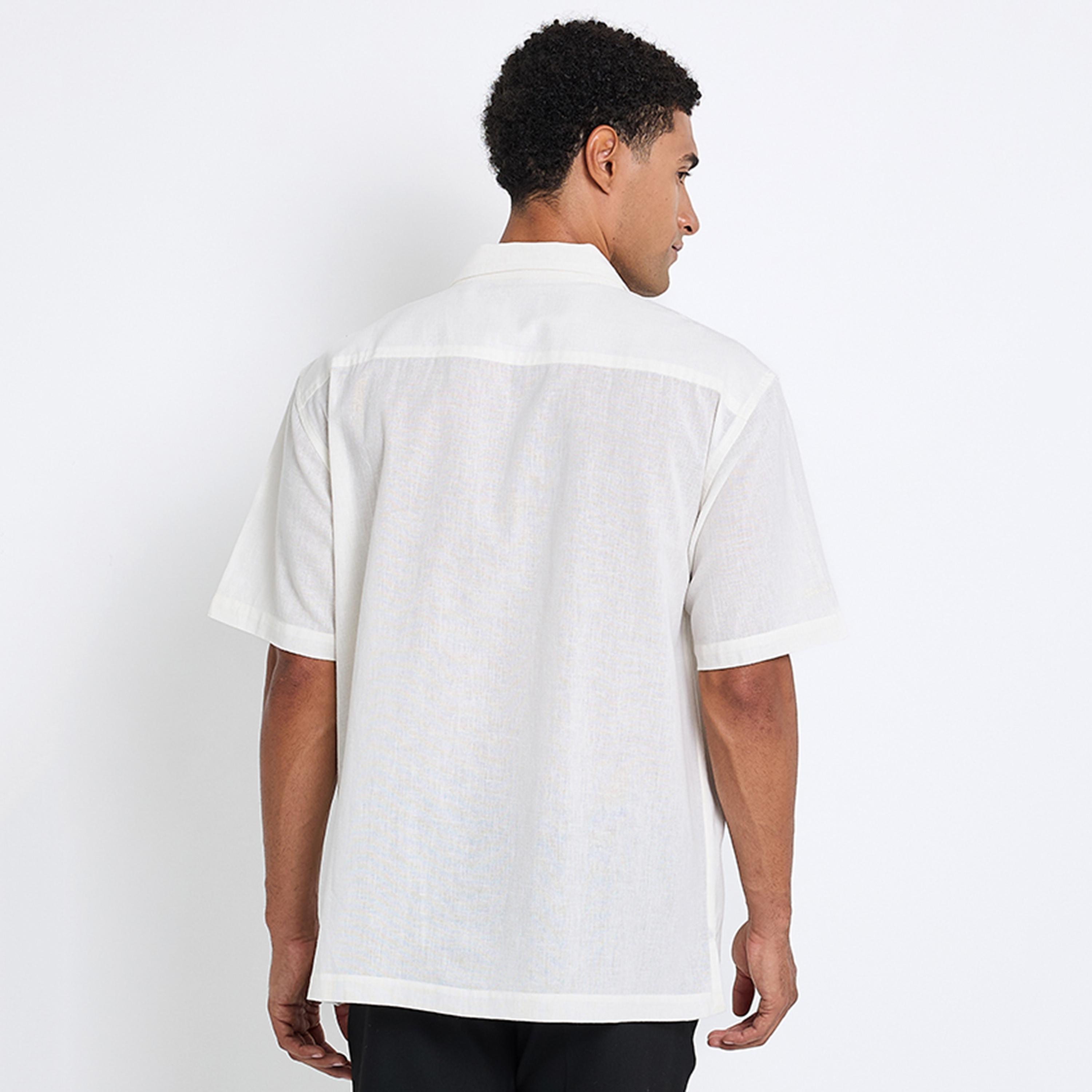 Ben Sherman Regular Fit Floral Embroidered Collared Short Sleeves Men's Shirt-men-clothing-shirts-image-4
