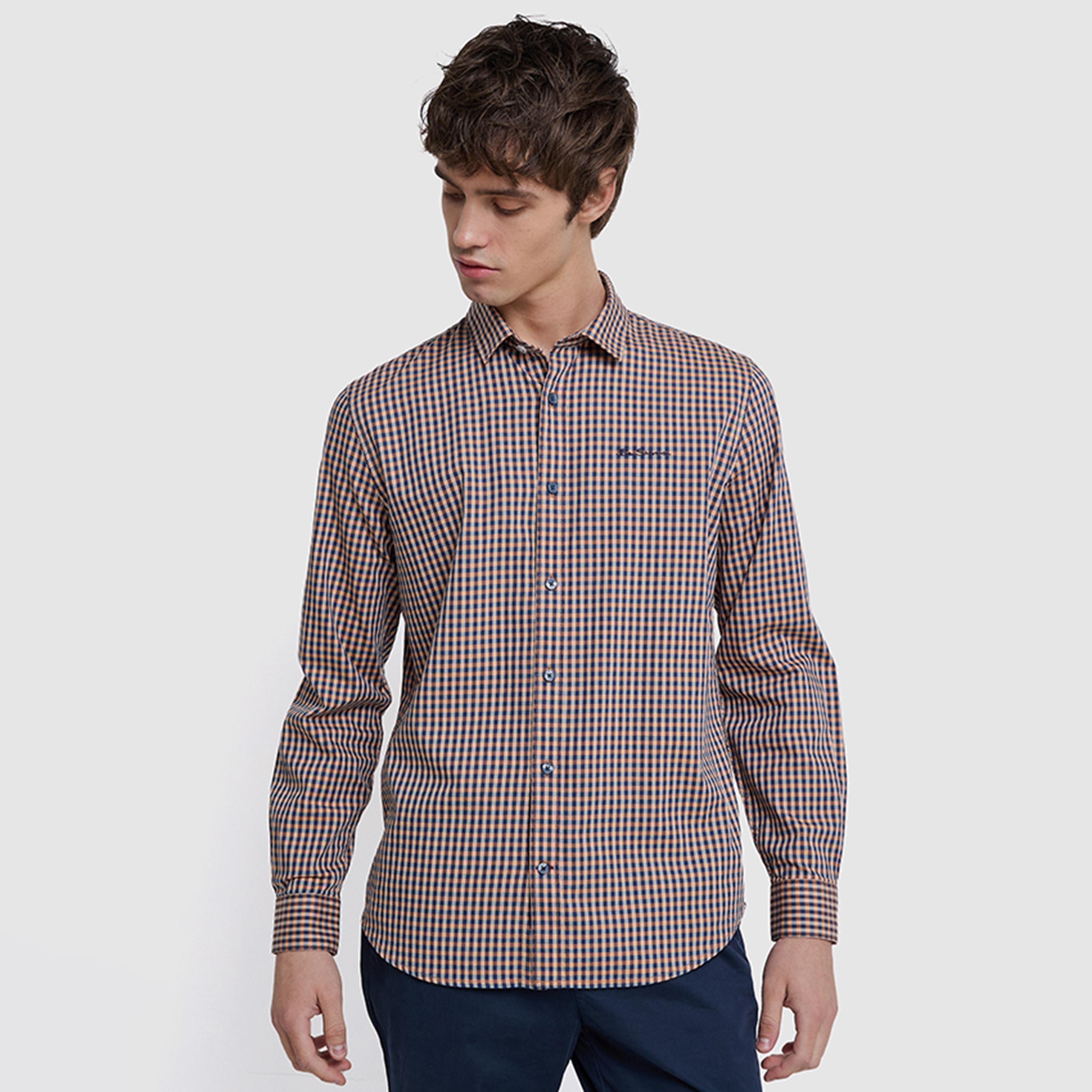 BEN SHERMAN Regular Fit Checked Collared Long Sleeves Men's Shirt-men-clothing-shirts-image-5