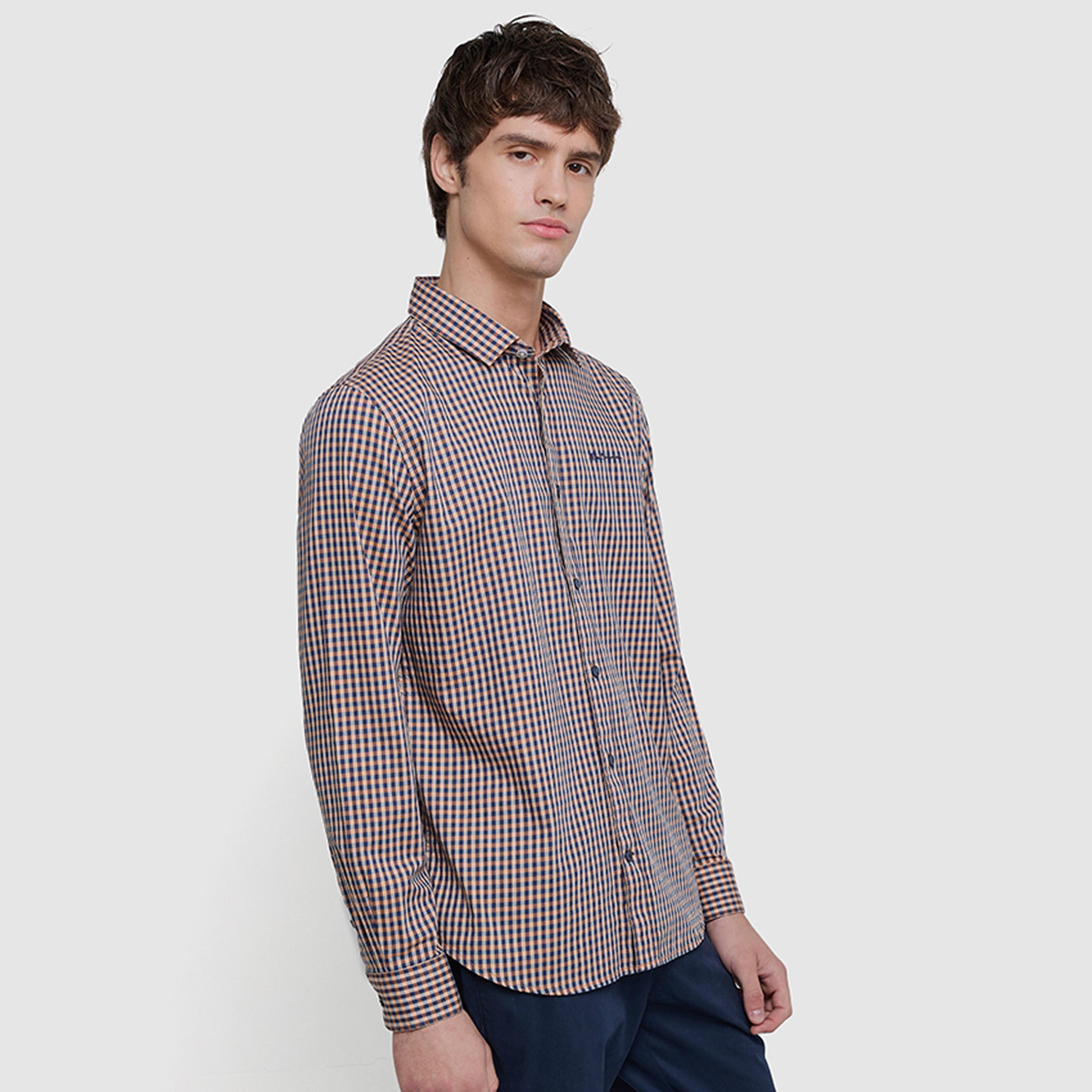 BEN SHERMAN Regular Fit Checked Collared Long Sleeves Men's Shirt-men-clothing-shirts-image-6