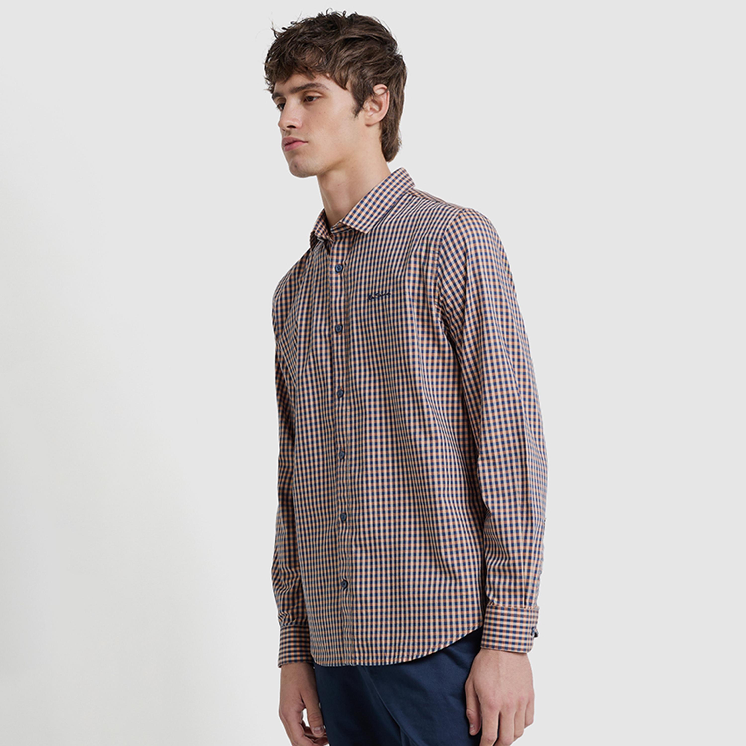 BEN SHERMAN Regular Fit Checked Collared Long Sleeves Men's Shirt-men-clothing-shirts-image-7