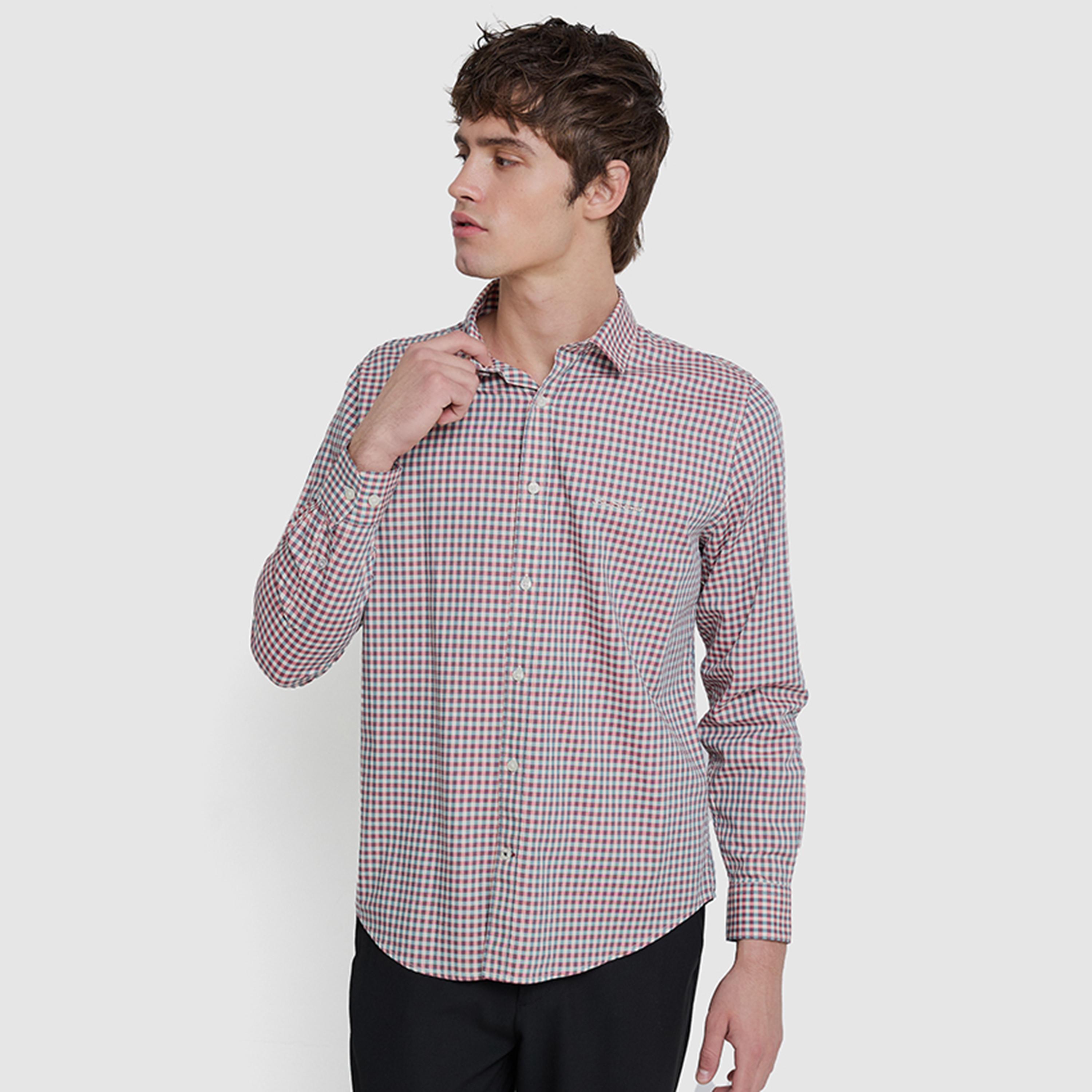 BEN SHERMAN Regular Fit Checked Collared Long Sleeves Men's Shirt-men-clothing-shirts-image-1