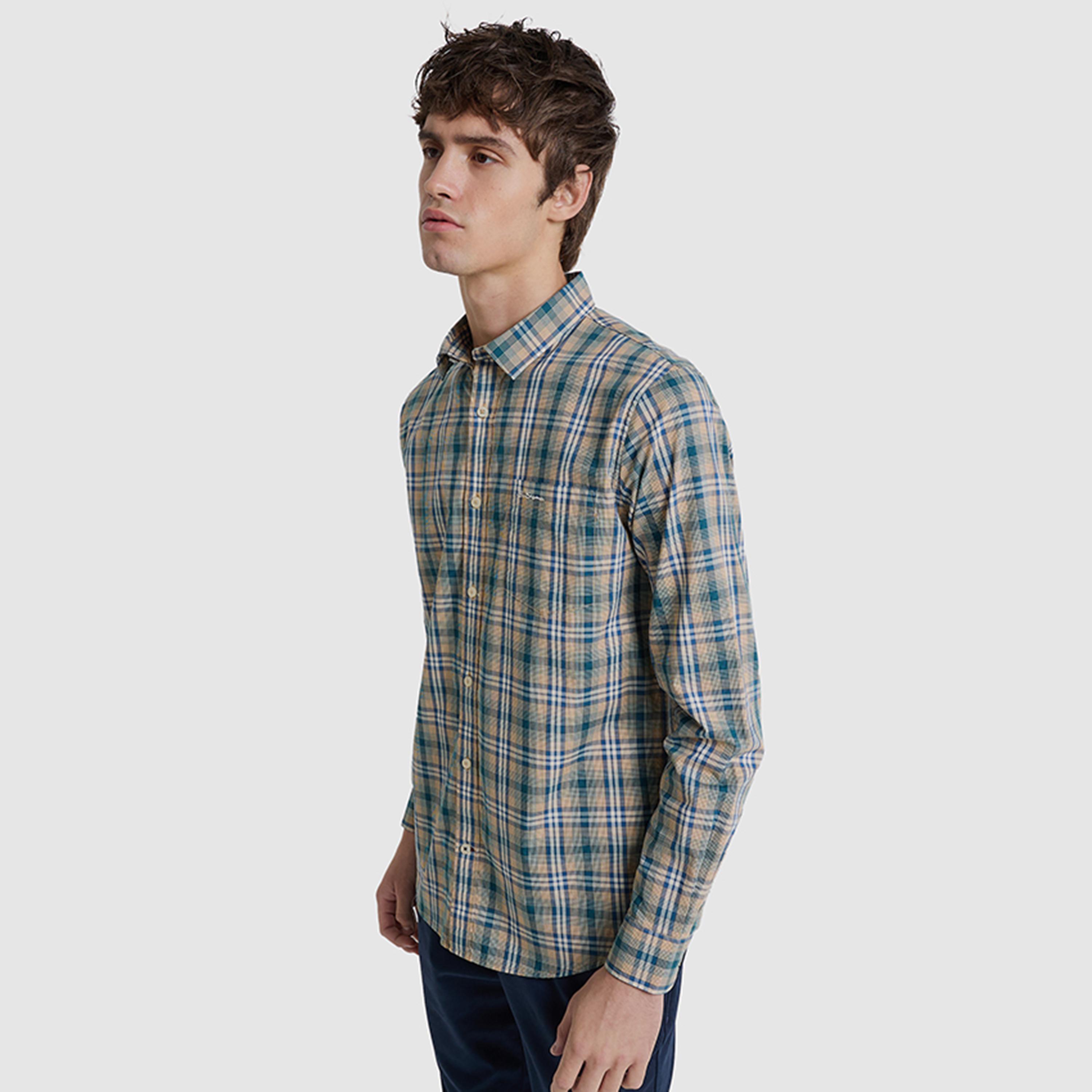 قميص رجالي بقصة عادية مربعات بياقة وأكمام طويلة من بن شيرمان-men-clothing-shirts-image-3