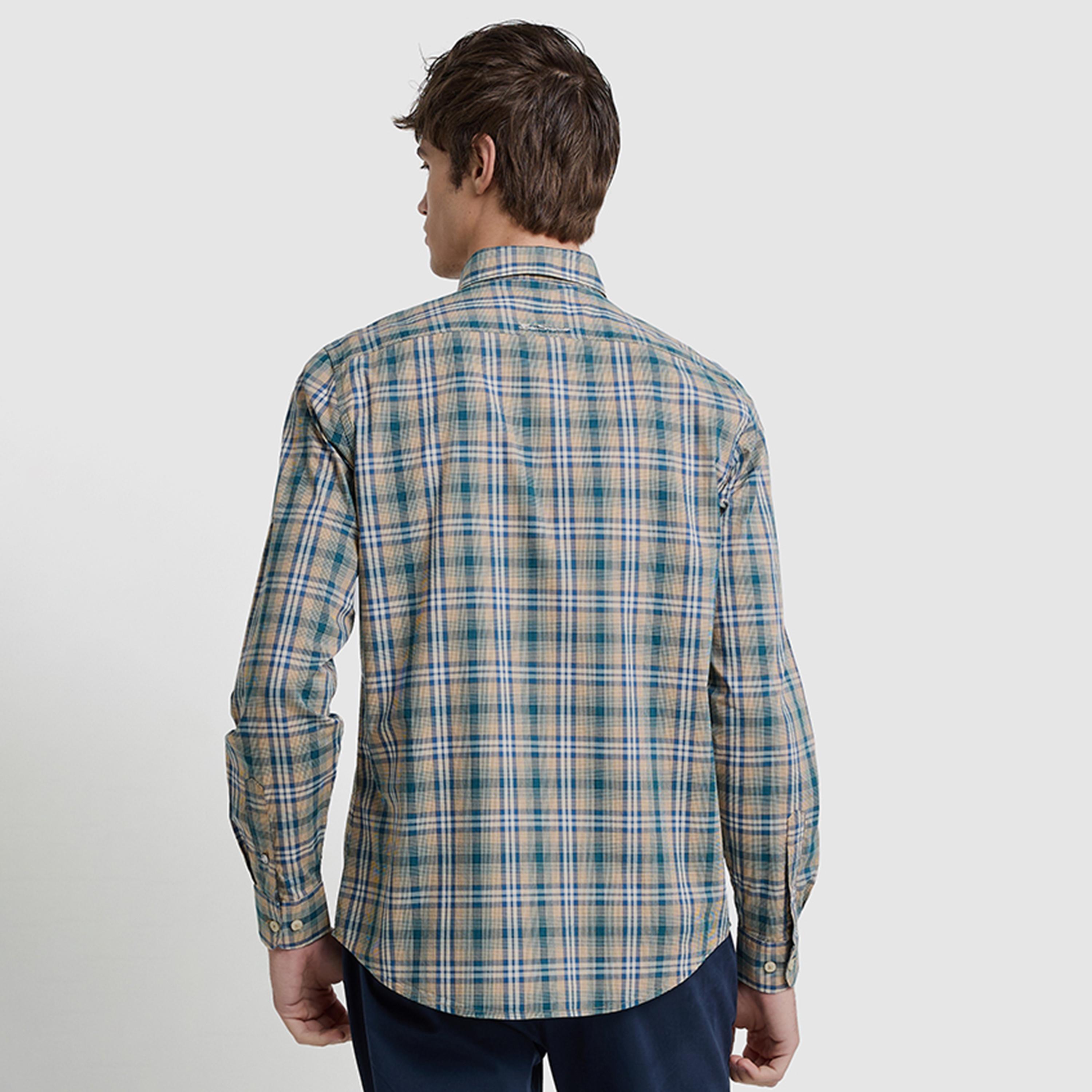 BEN SHERMAN Regular Fit Checked Collared Long Sleeves Men's Shirt-men-clothing-shirts-image-4