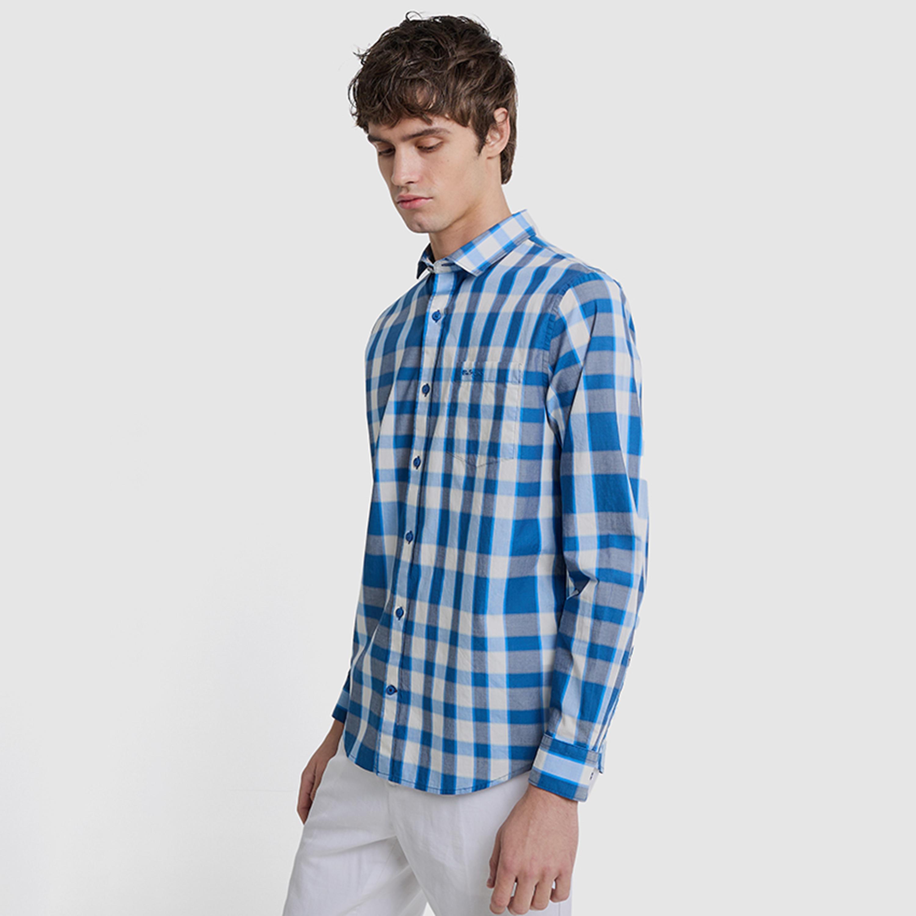 BEN SHERMAN Regular Fit Checked Collared Long Sleeves Men's Shirt-men-clothing-shirts-image-3
