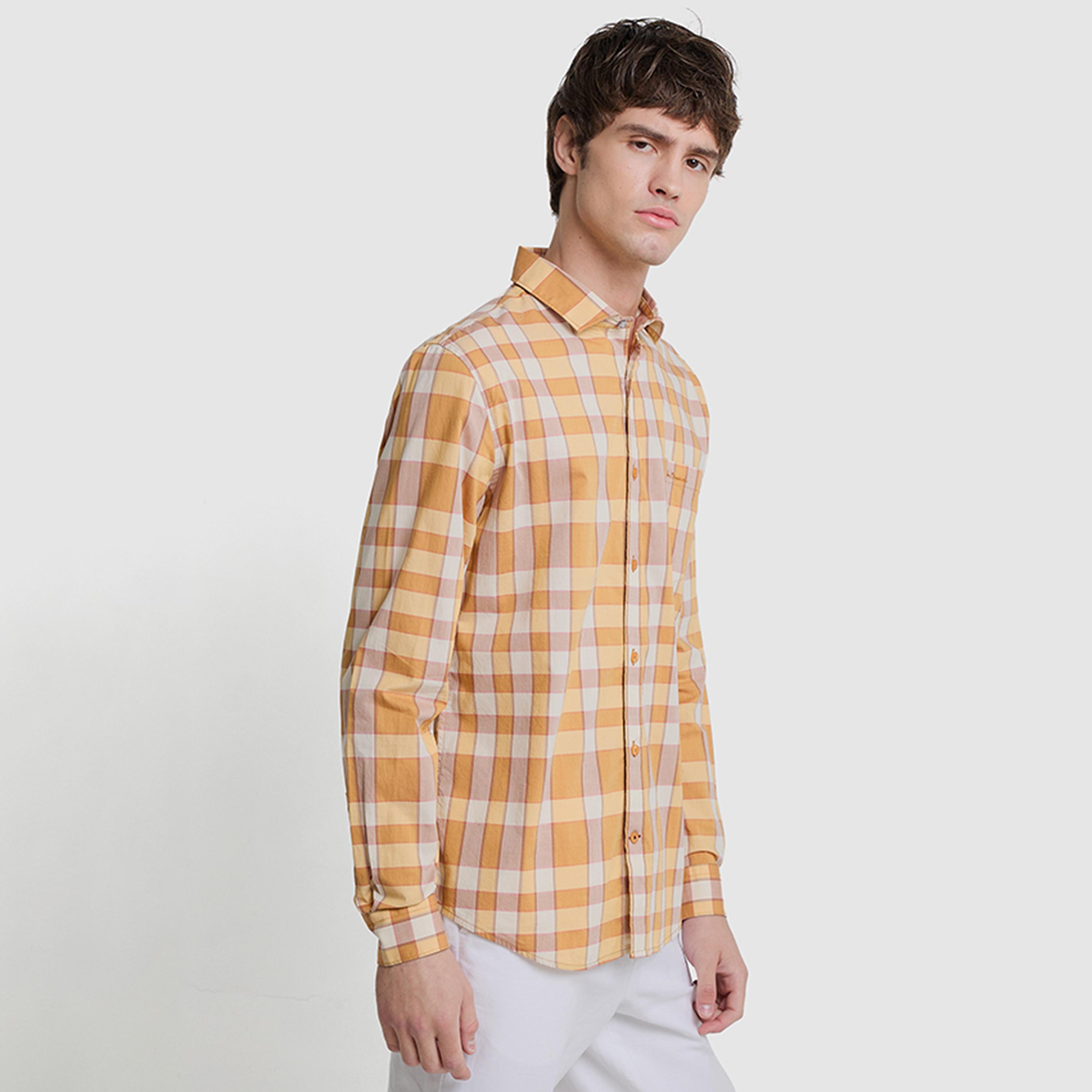 BEN SHERMAN Regular Fit Checked Collared Long Sleeves Men's Shirt-men-clothing-shirts-image-2