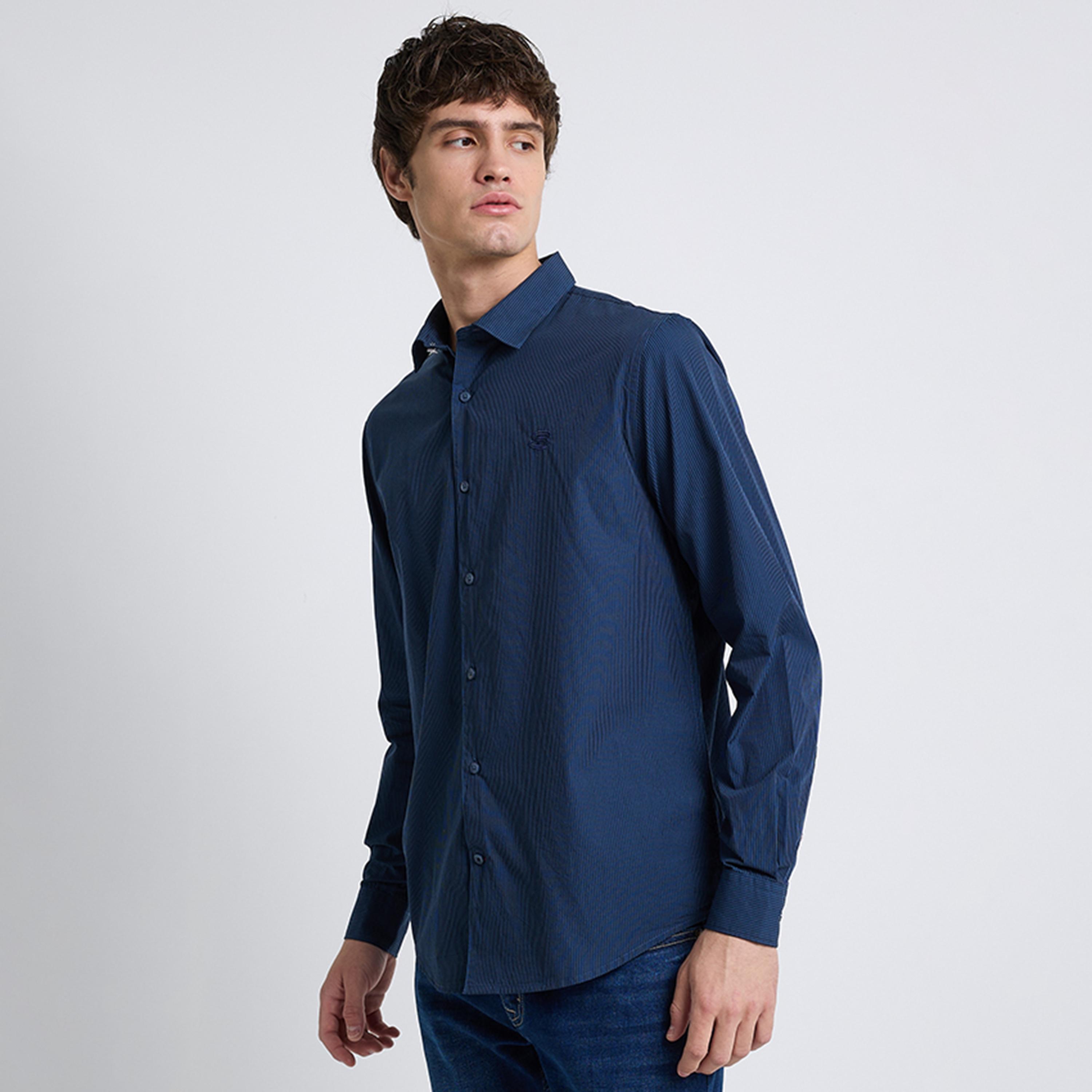 BEN SHERMAN Regular Fit Plain Collared Long Sleeves Men's Shirt-men-clothing-shirts-image-3