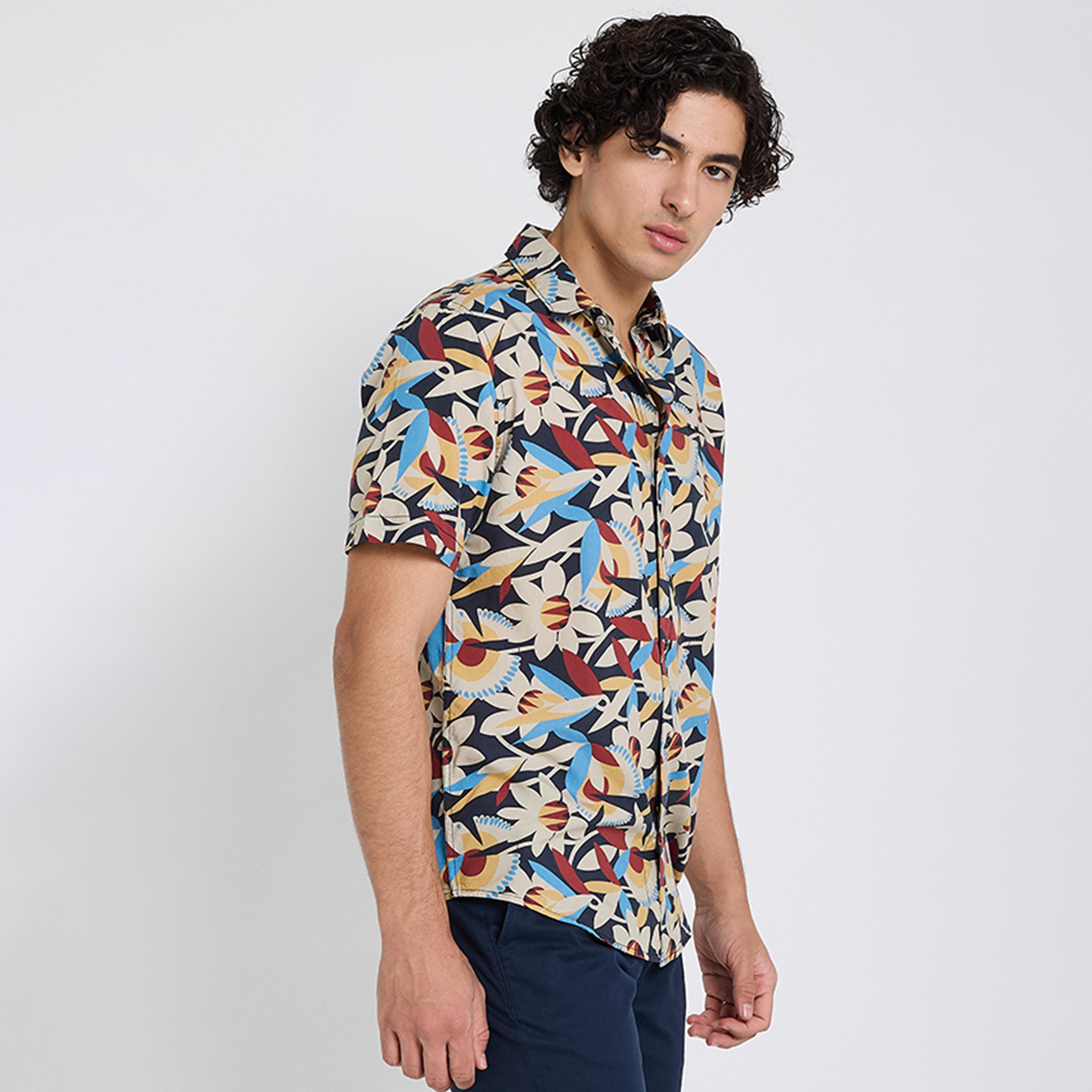 قميص رجالي بقصة عادية وطبعة كاملة وأكمام قصيرة من بن شيرمان-men-clothing-shirts-image-2