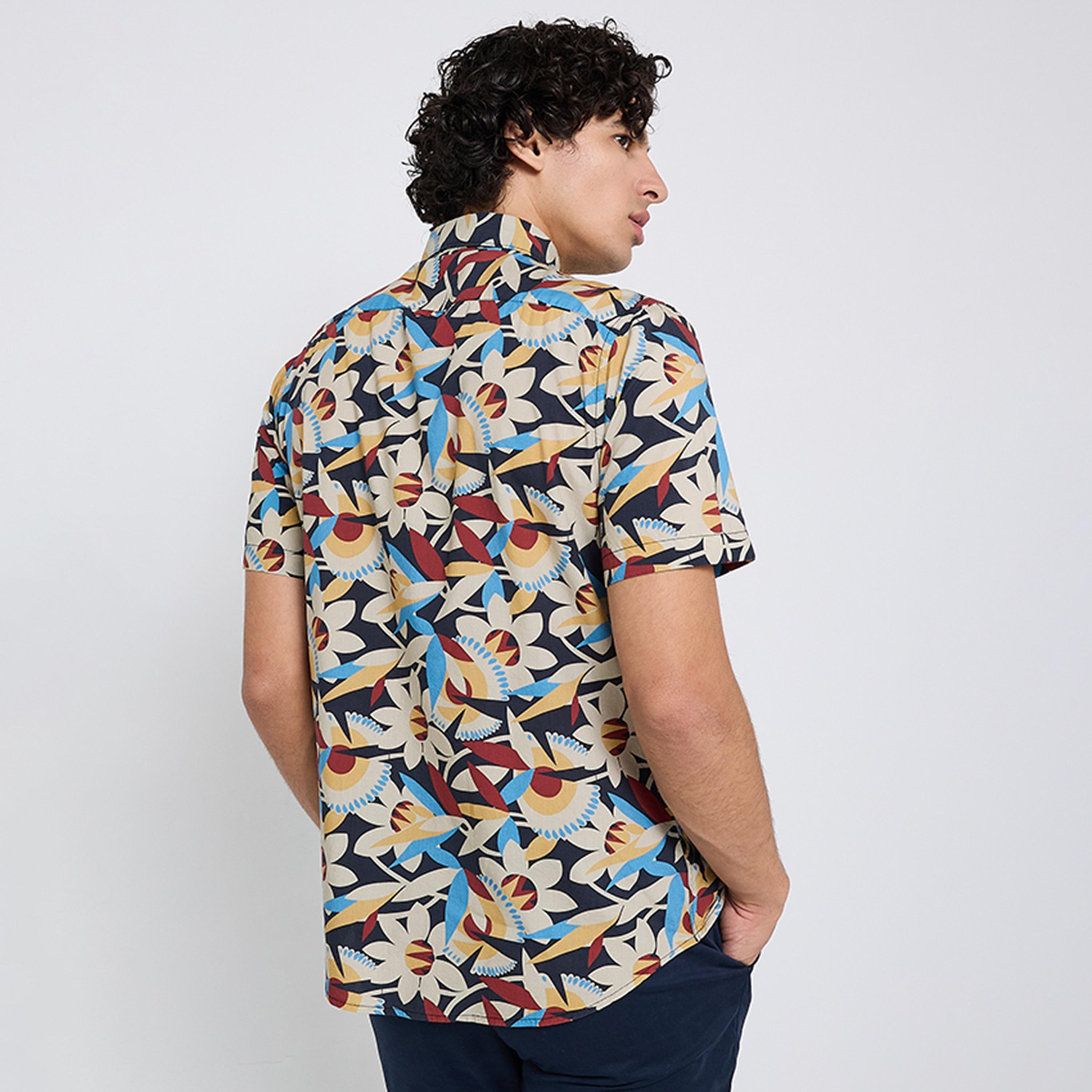 BEN SHERMAN Regular Fit All-Over Printed Collared Short Sleeves Men's Shirt-men-clothing-shirts-image-4