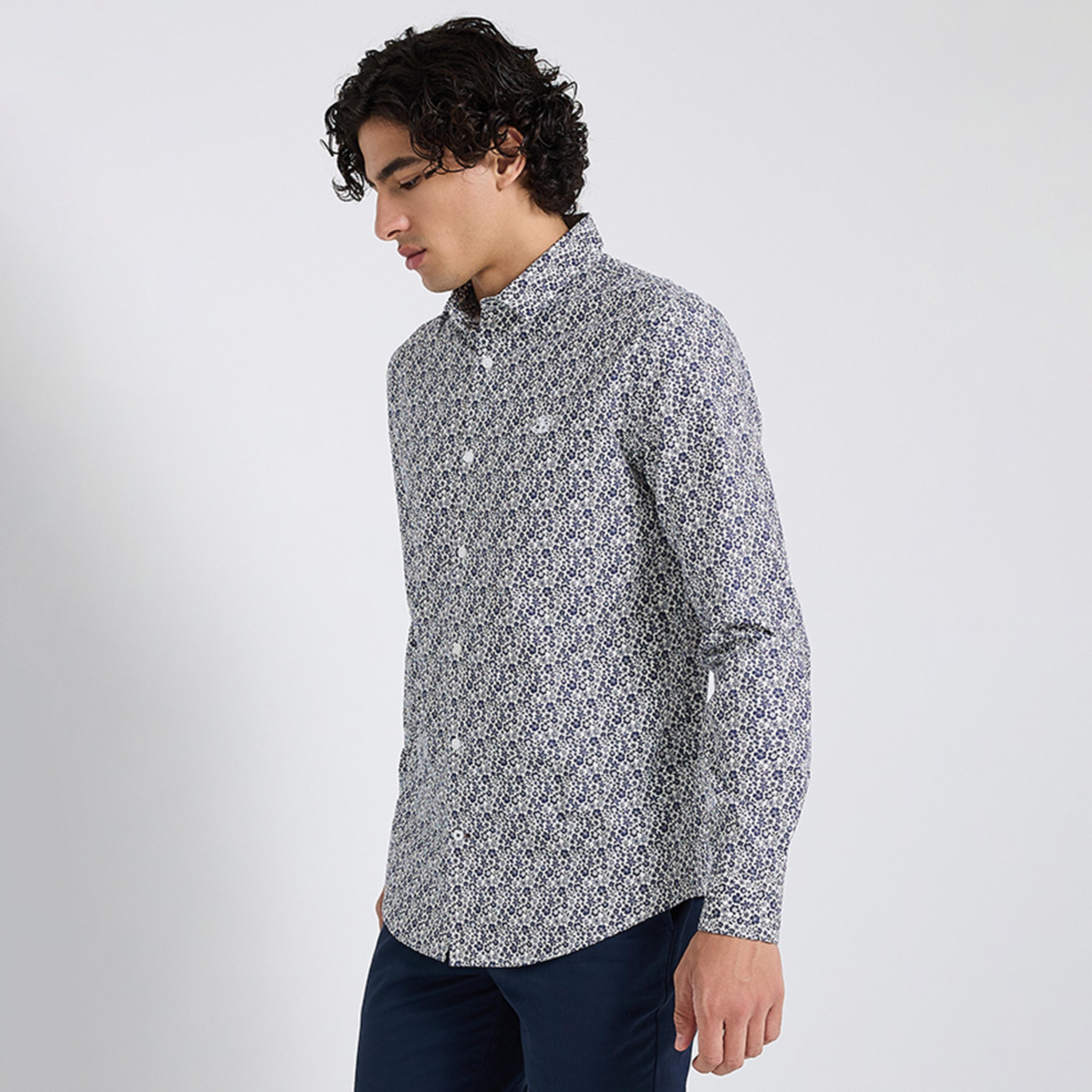 BEN SHERMAN Regular Fit Floral Print Collared Long Sleeves Men's Shirt-men-clothing-shirts-image-3
