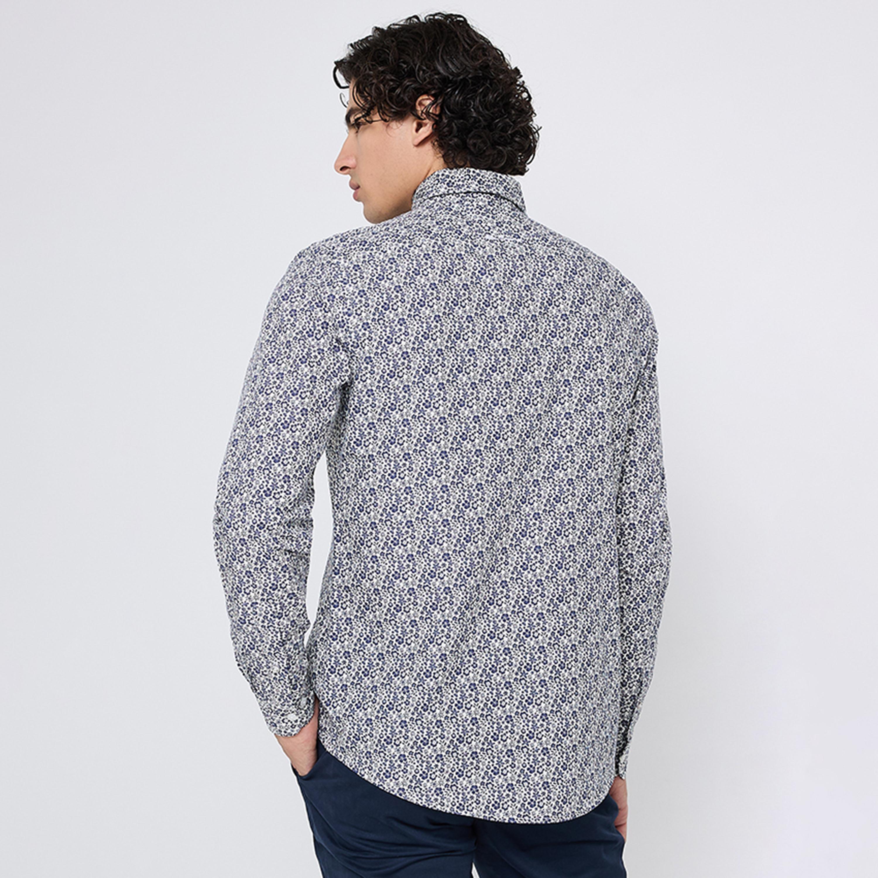 BEN SHERMAN Regular Fit Floral Print Collared Long Sleeves Men's Shirt-men-clothing-shirts-image-4