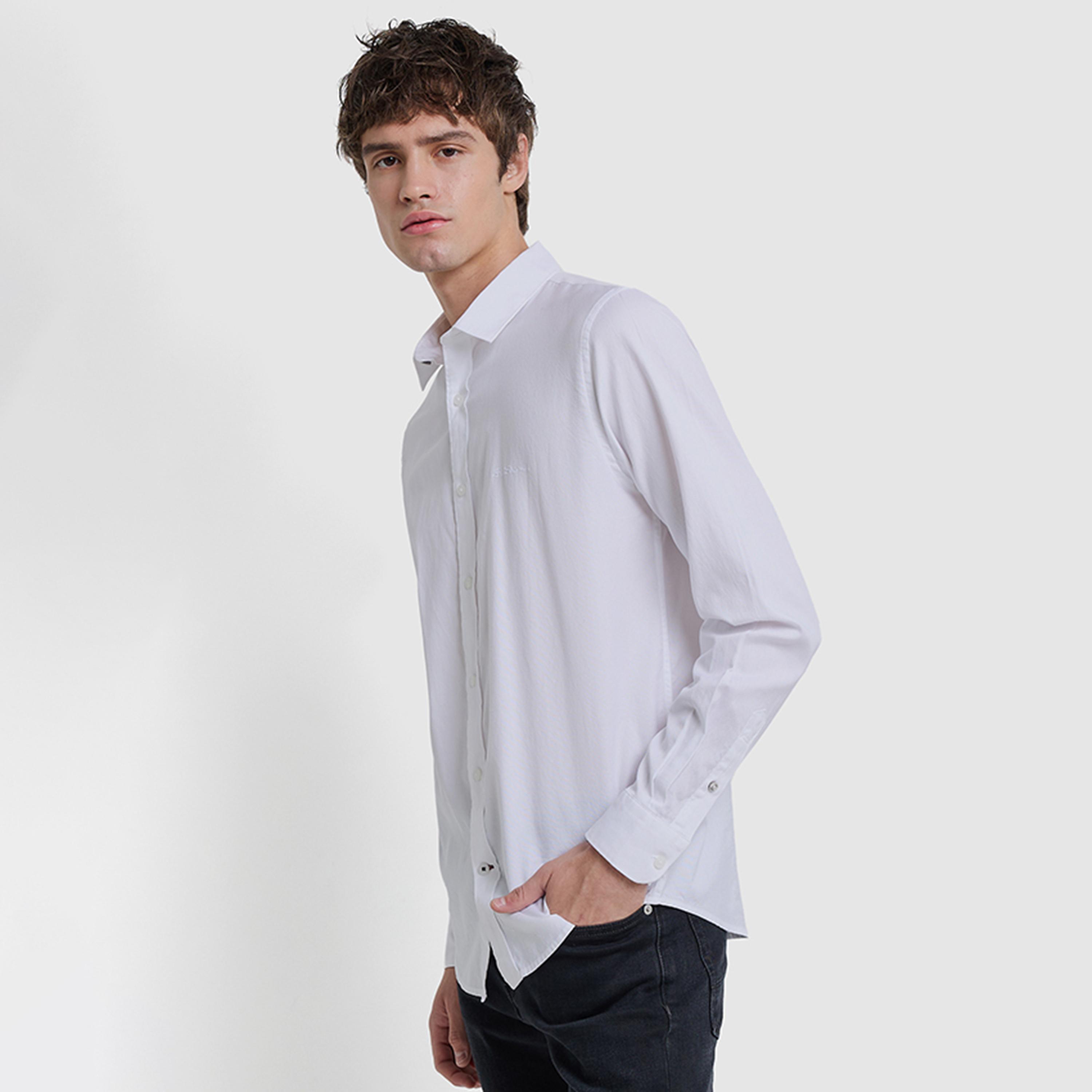 BEN SHERMAN Regular Fit Plain Collared Long Sleeves Men's Shirt-men-clothing-shirts-image-3