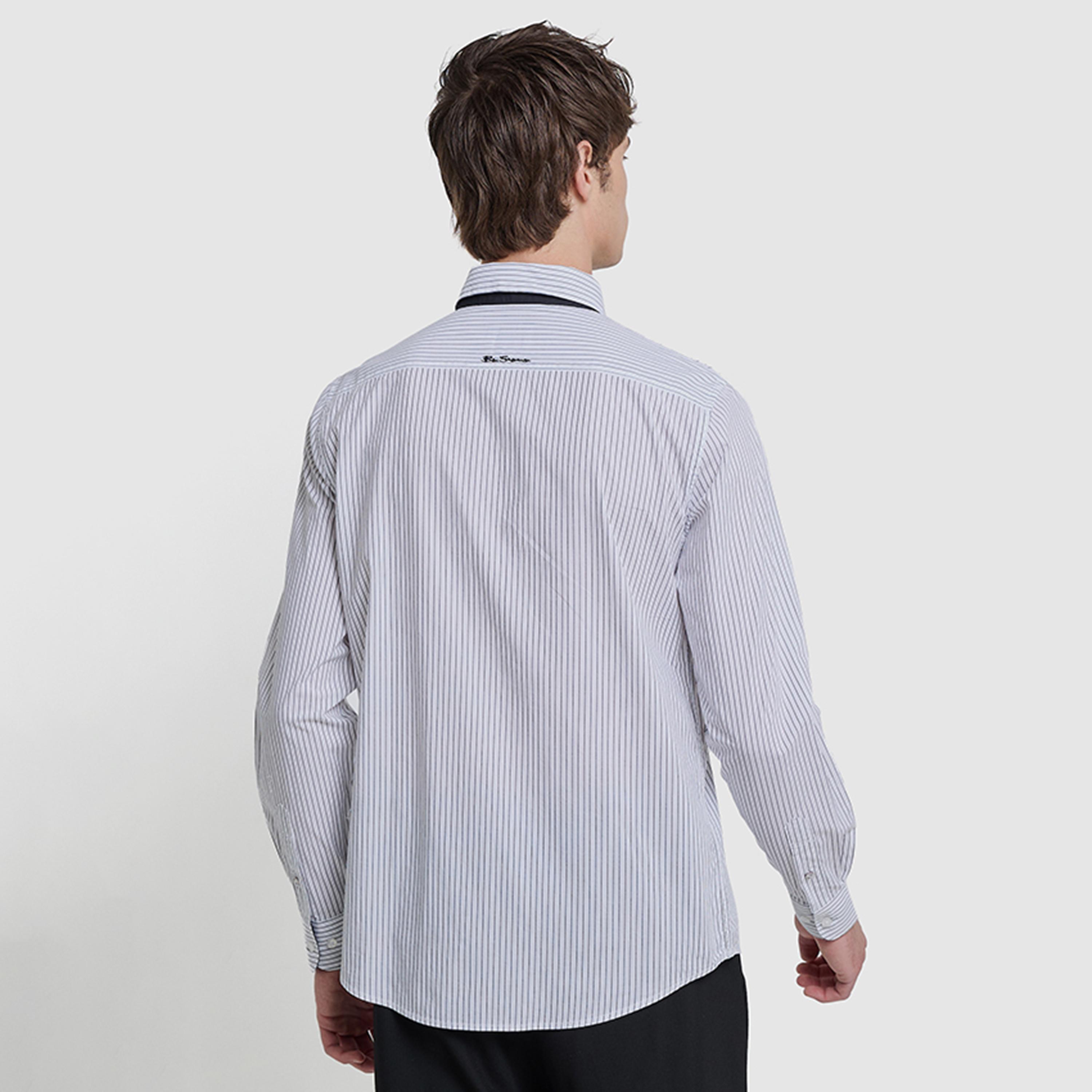 BEN SHERMAN Regular Fit Striped Collared Long Sleeves Men's Shirt-men-clothing-shirts-image-4