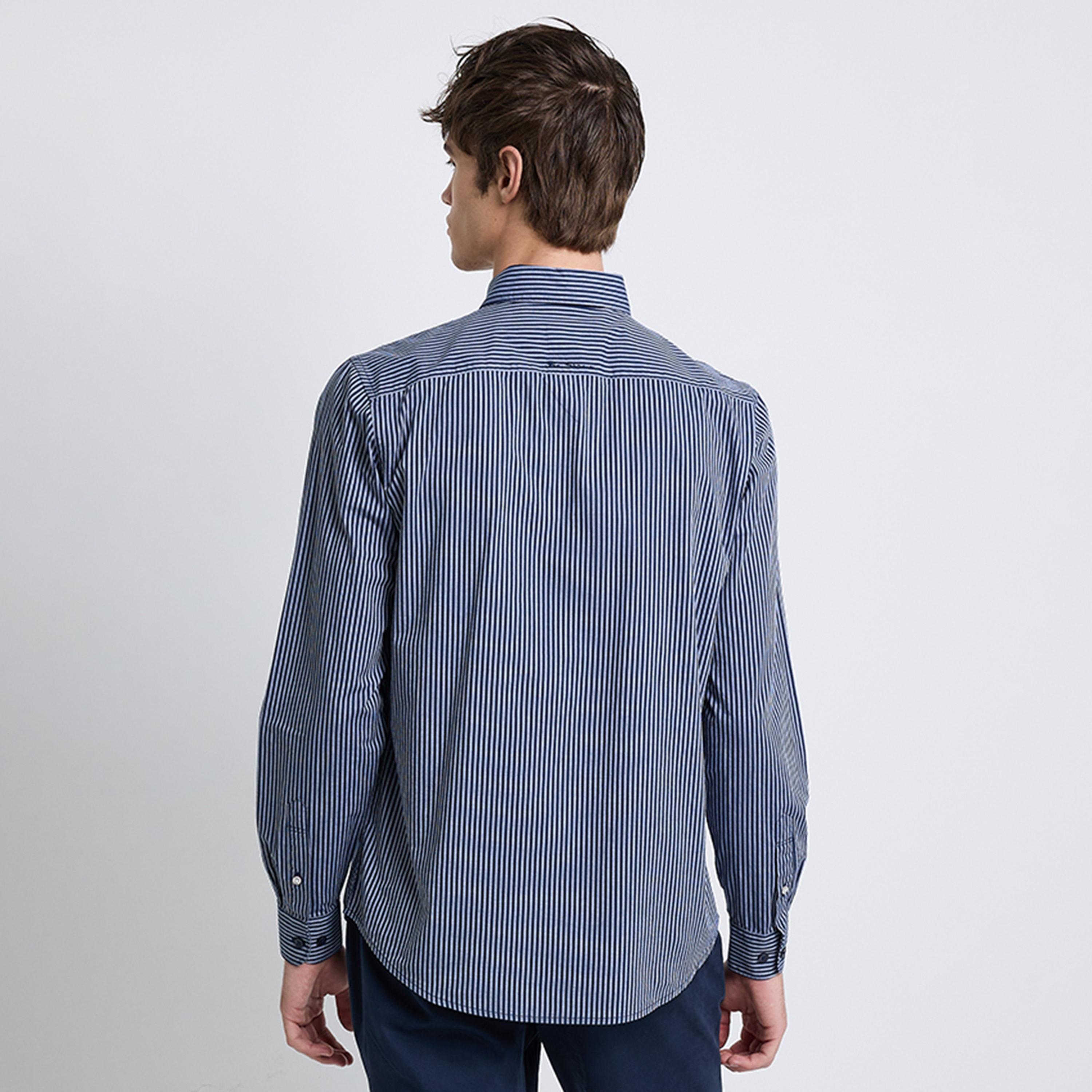 BEN SHERMAN Regular Fit Striped Collared Long Sleeves Men's Shirt-men-clothing-shirts-image-4