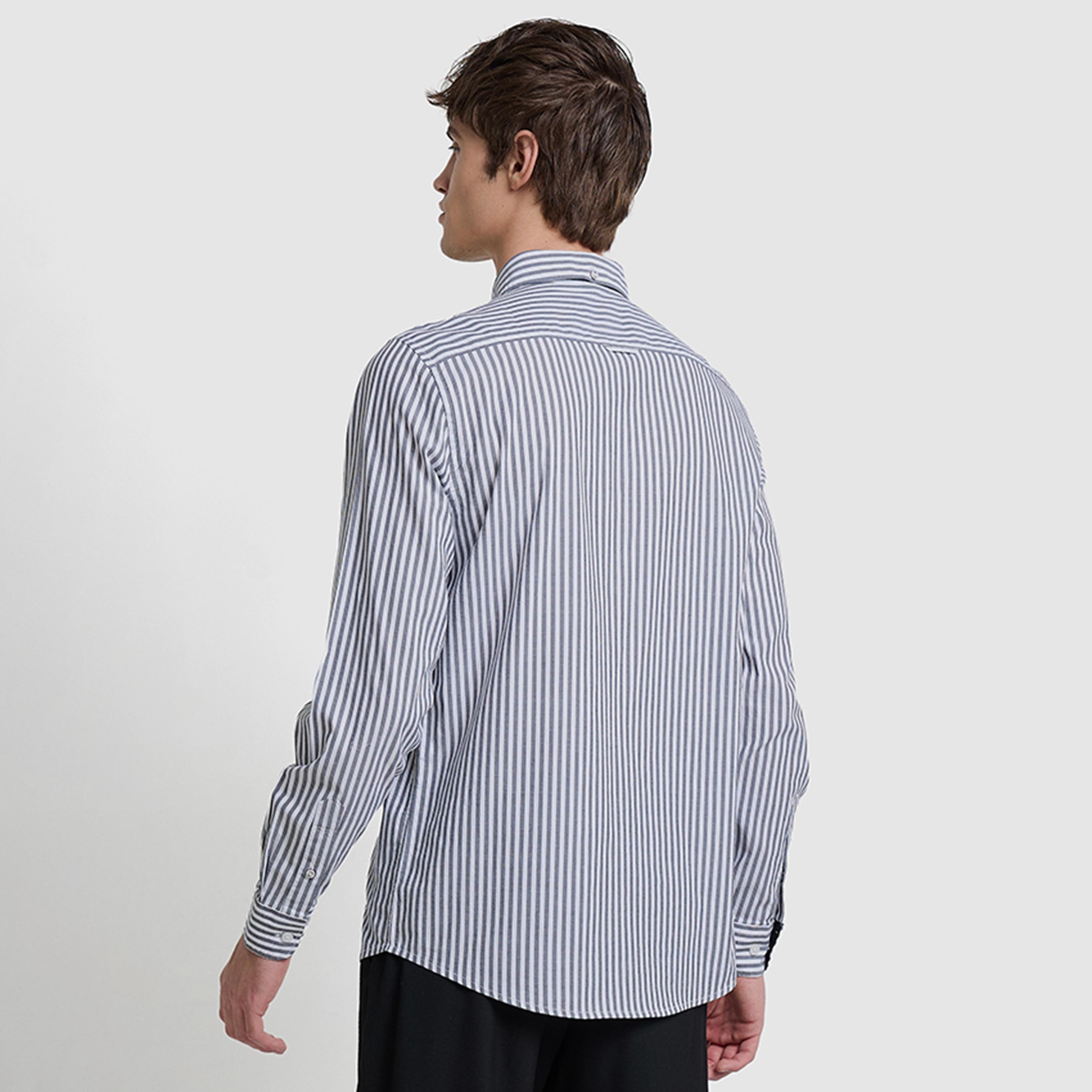 BEN SHERMAN Regular Fit Striped Collared Long Sleeves Men's Shirt-men-clothing-shirts-image-4