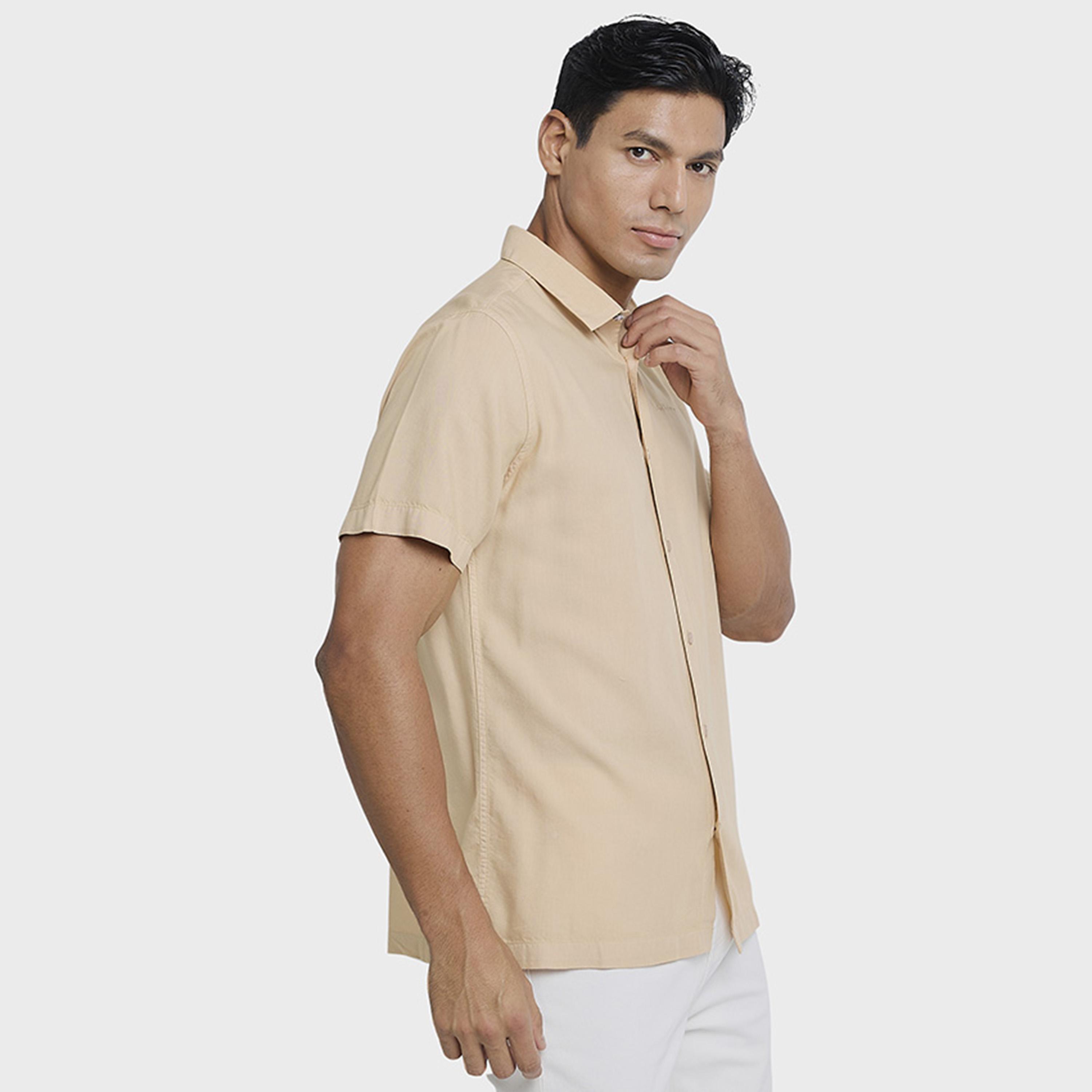 BEN SHERMAN Regular Fit Plain Collared Short Sleeves Men's Shirt-men-clothing-shirts-image-2