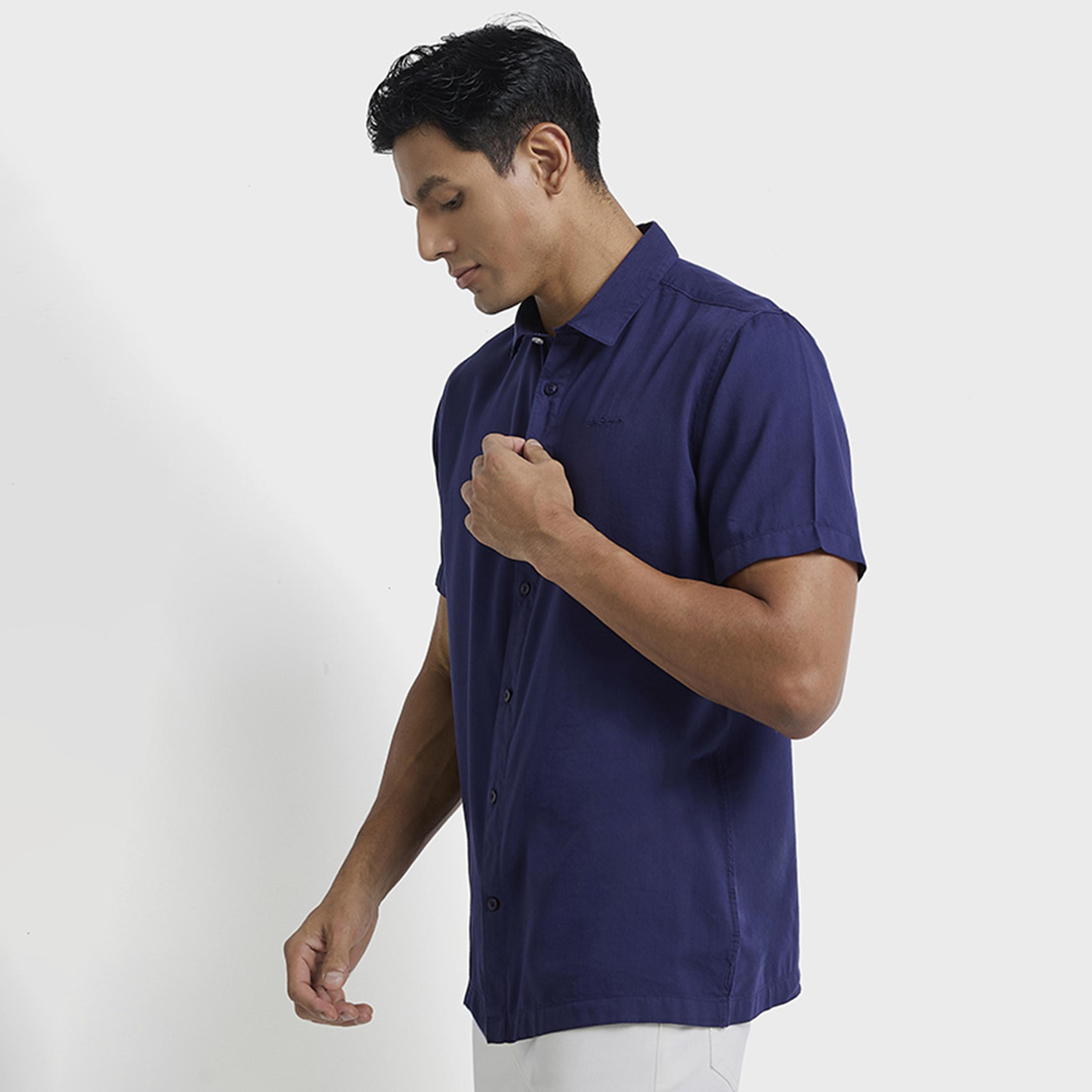 قميص رجالي بقصة عادية سادة بياقة وأكمام قصيرة من بن شيرمان-men-clothing-shirts-image-7