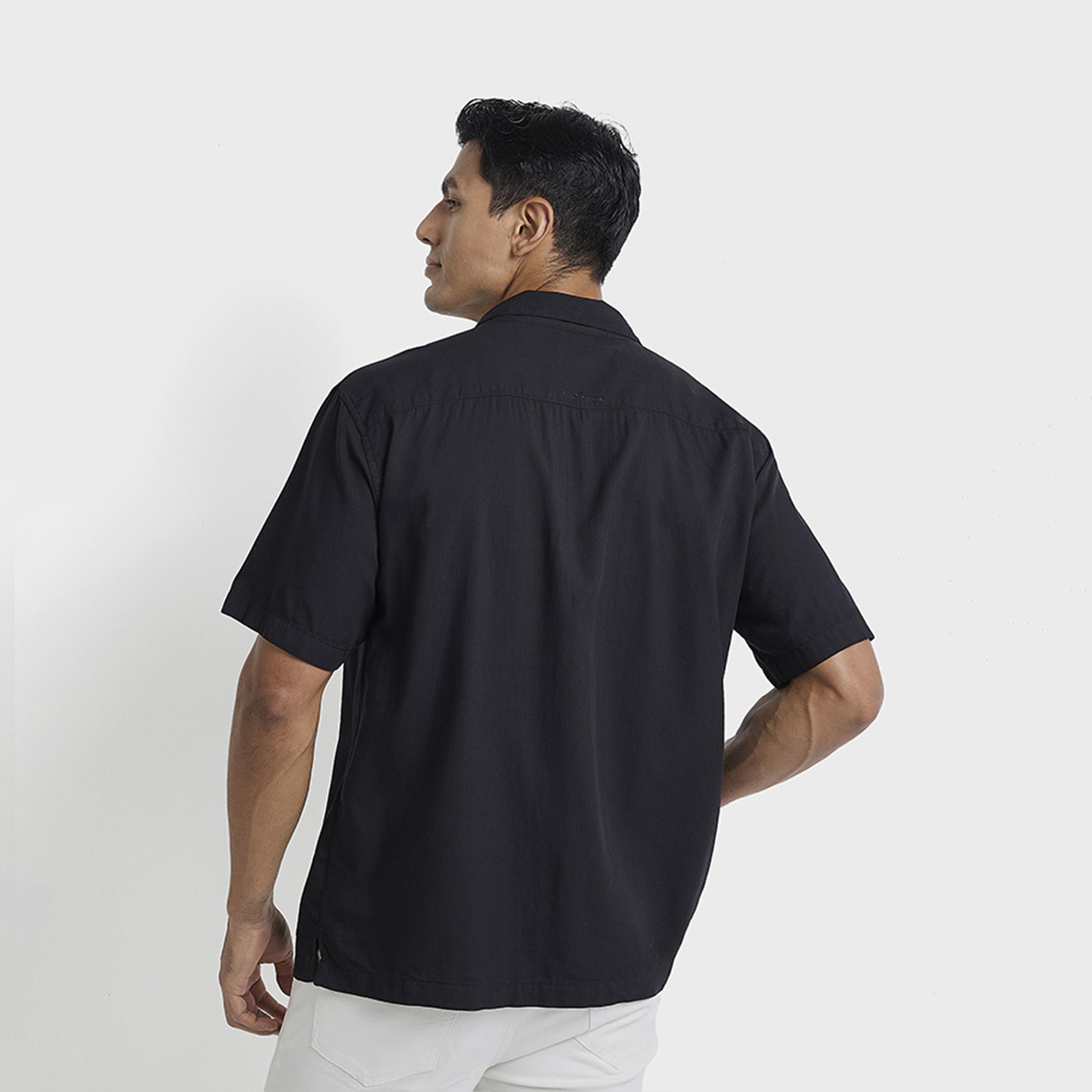 BEN SHERMAN Regular Fit Plain Resort Collar Short Sleeves Men's Shirt-men-clothing-shirts-image-4
