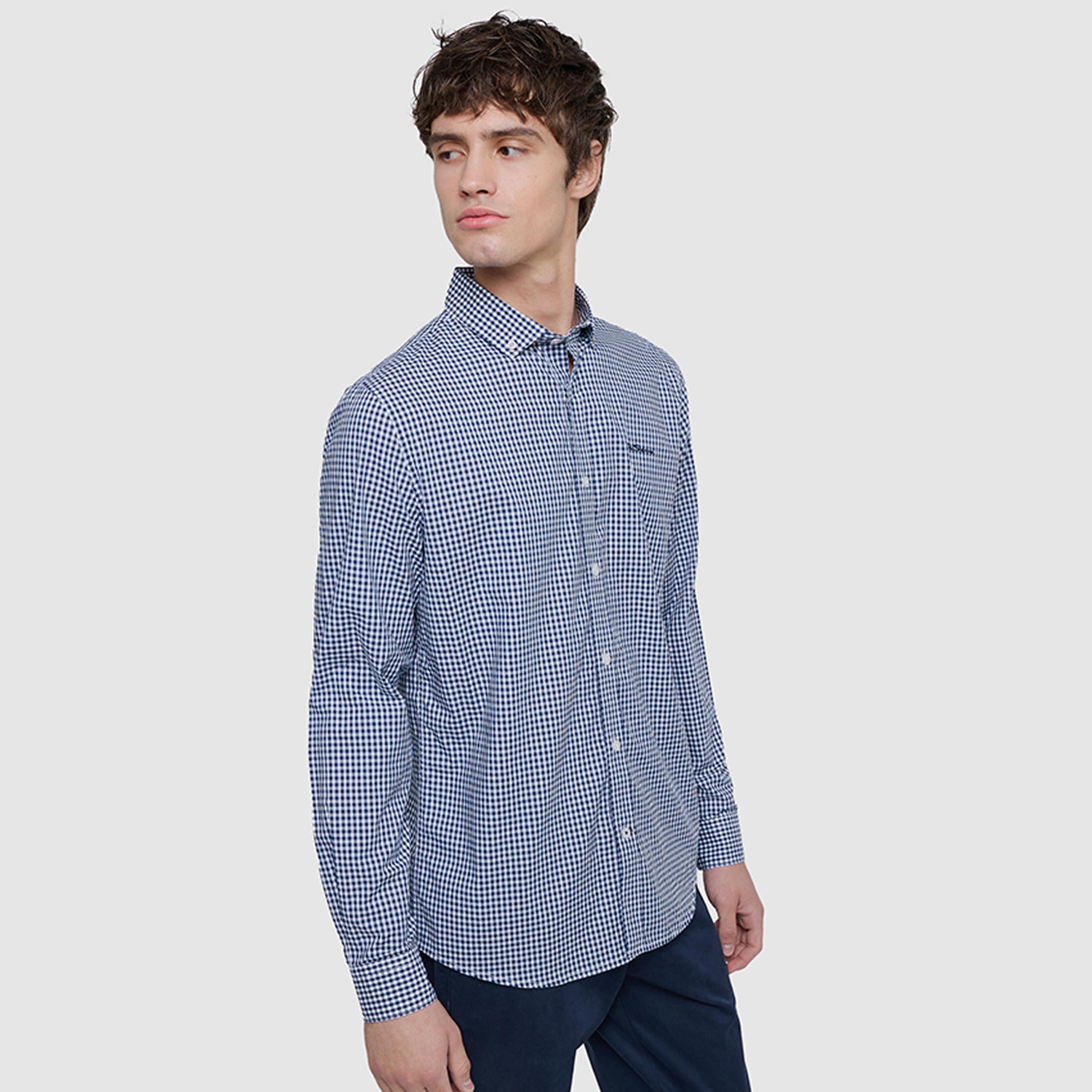 قميص رجالي بقصة عادية مربعات بأزرار وأكمام طويلة من بن شيرمان-men-clothing-shirts-image-2