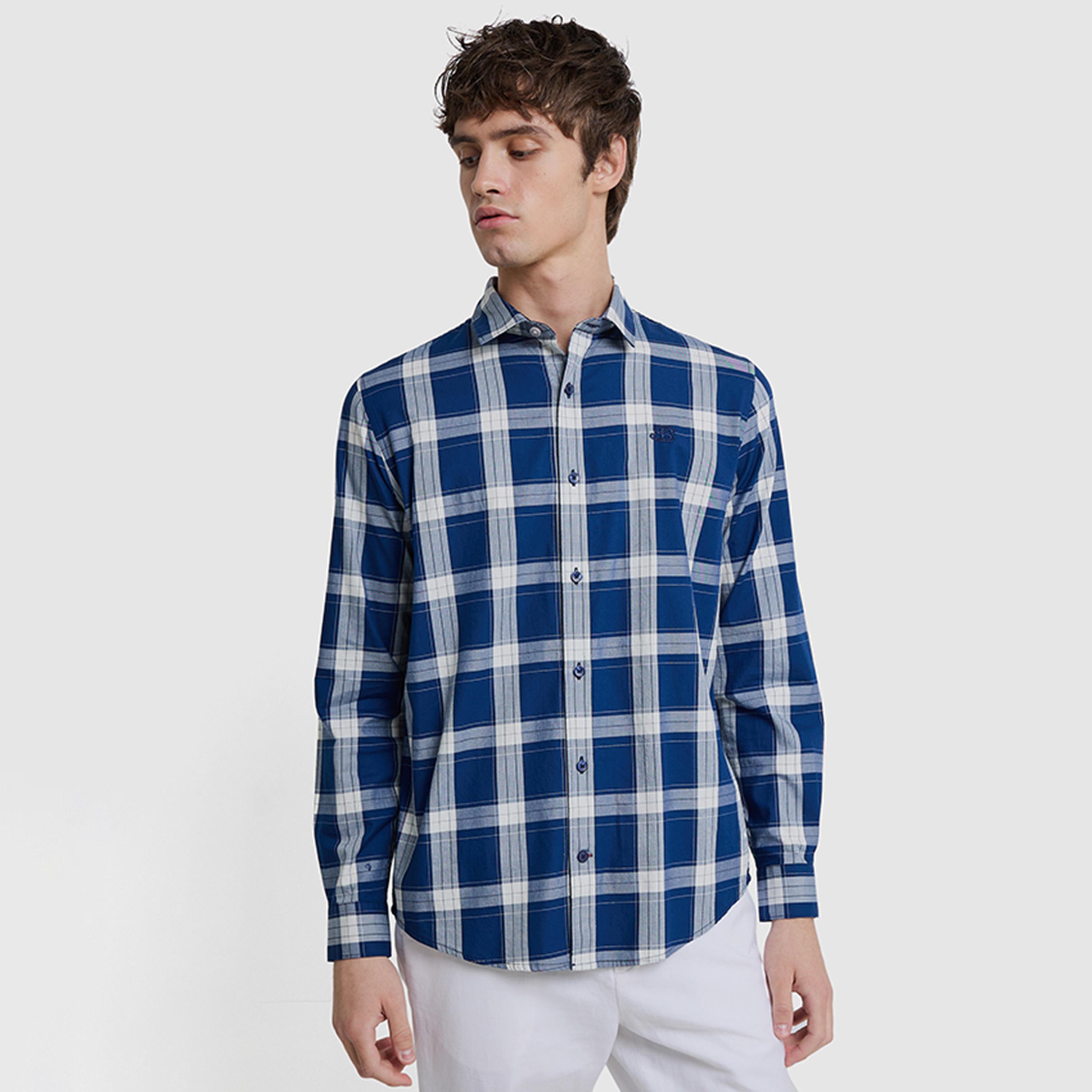 BEN SHERMAN Regular Fit Checked Collared Long Sleeves Men's Shirt-men-clothing-shirts-image-1