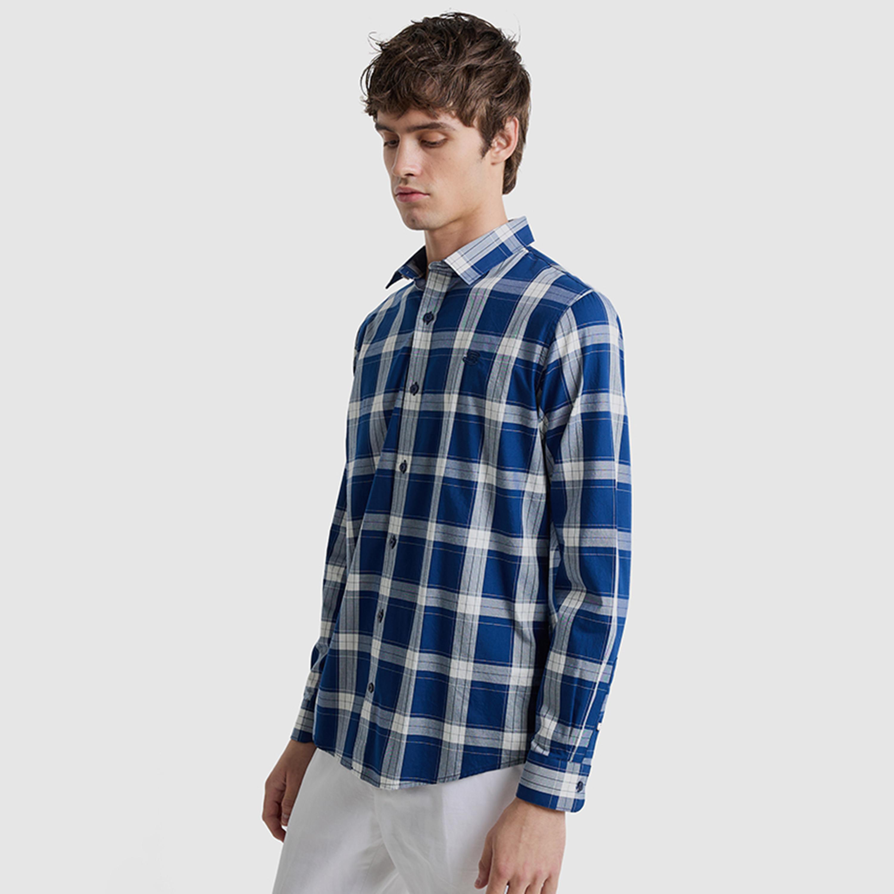 BEN SHERMAN Regular Fit Checked Collared Long Sleeves Men's Shirt-men-clothing-shirts-image-2