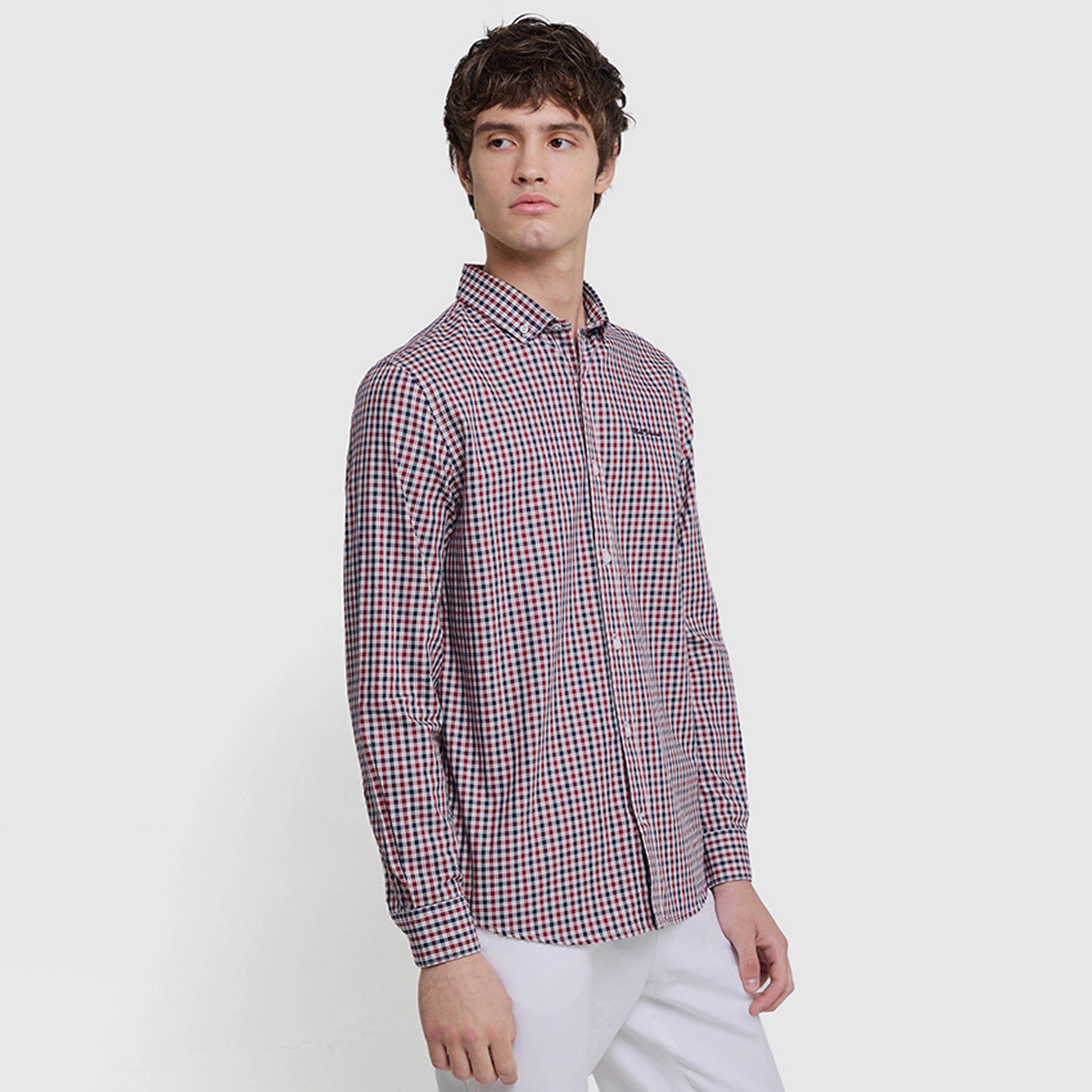 قميص رجالي بقصة عادية مربعات بأزرار وأكمام طويلة من بن شيرمان-men-clothing-shirts-image-2