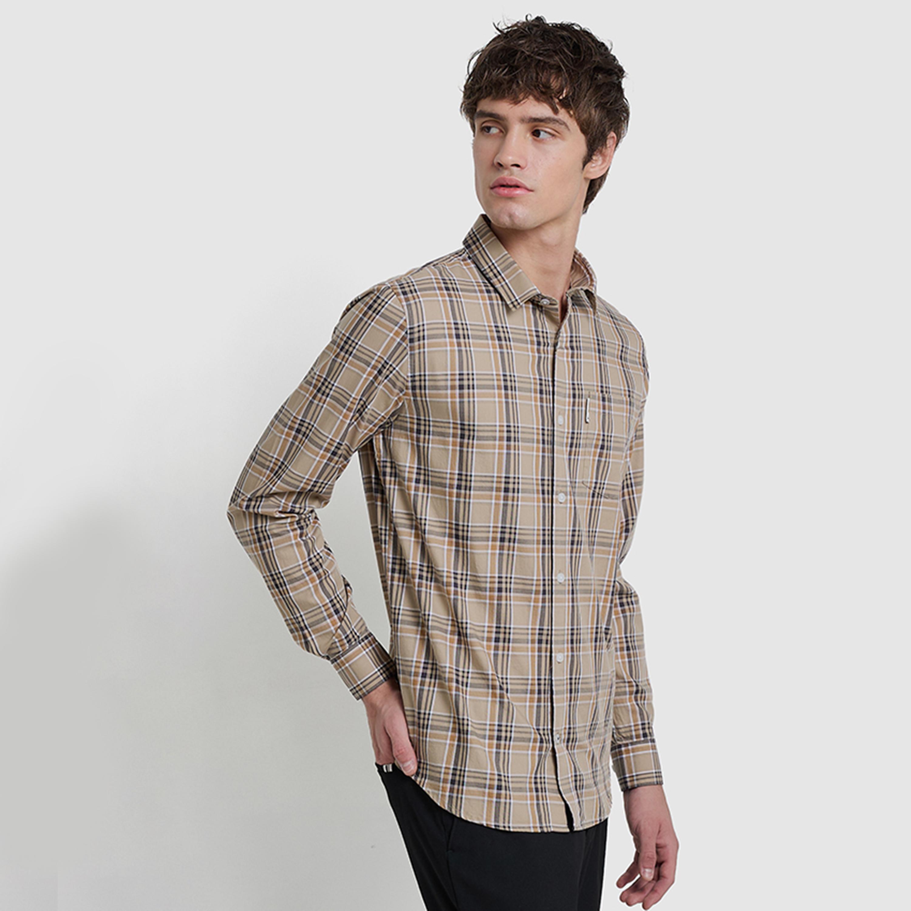 BEN SHERMAN Regular Fit Checked Collared Long Sleeves Men's Shirt-men-clothing-shirts-image-2