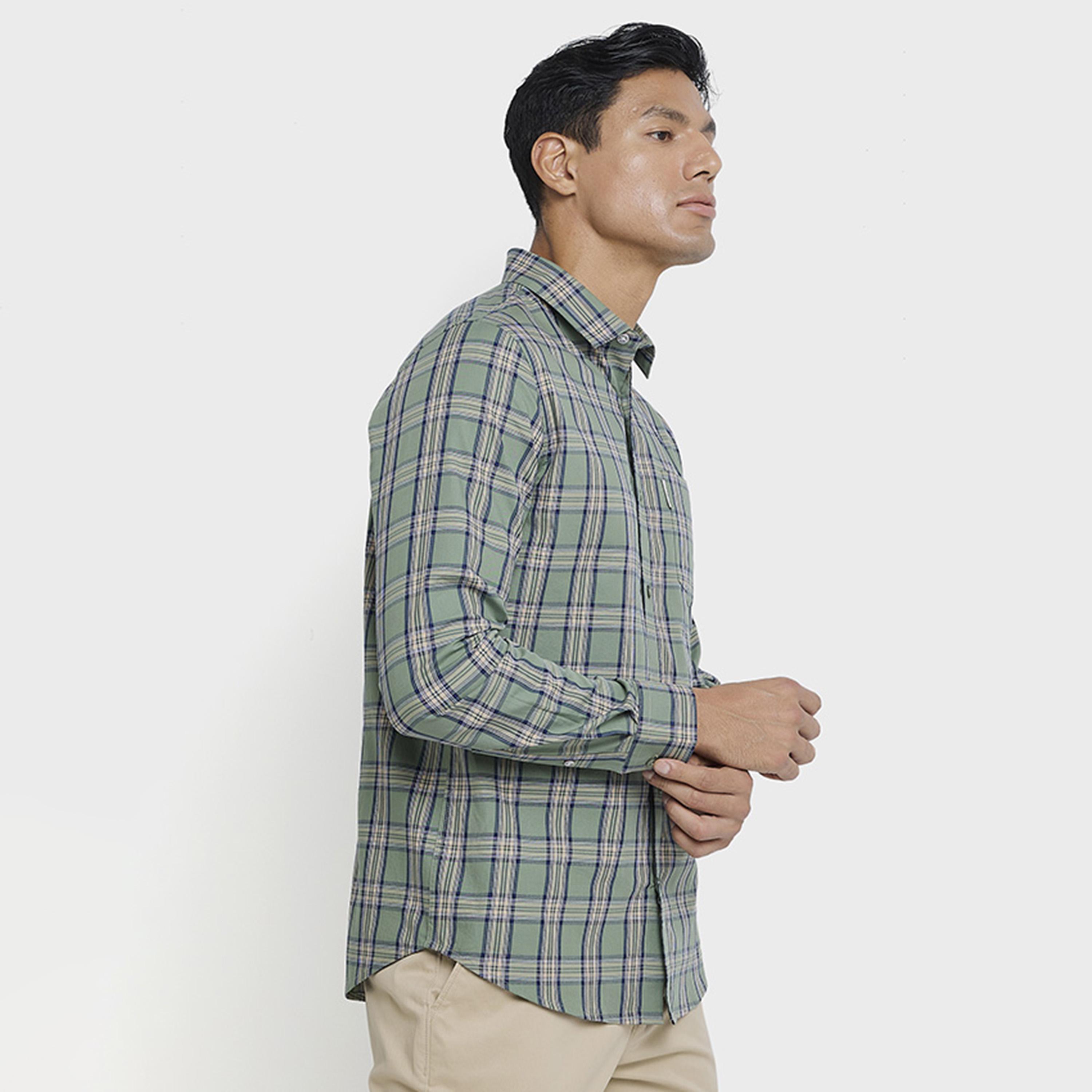 BEN SHERMAN Regular Fit Checked Collared Long Sleeves Men's Shirt-men-clothing-shirts-image-2