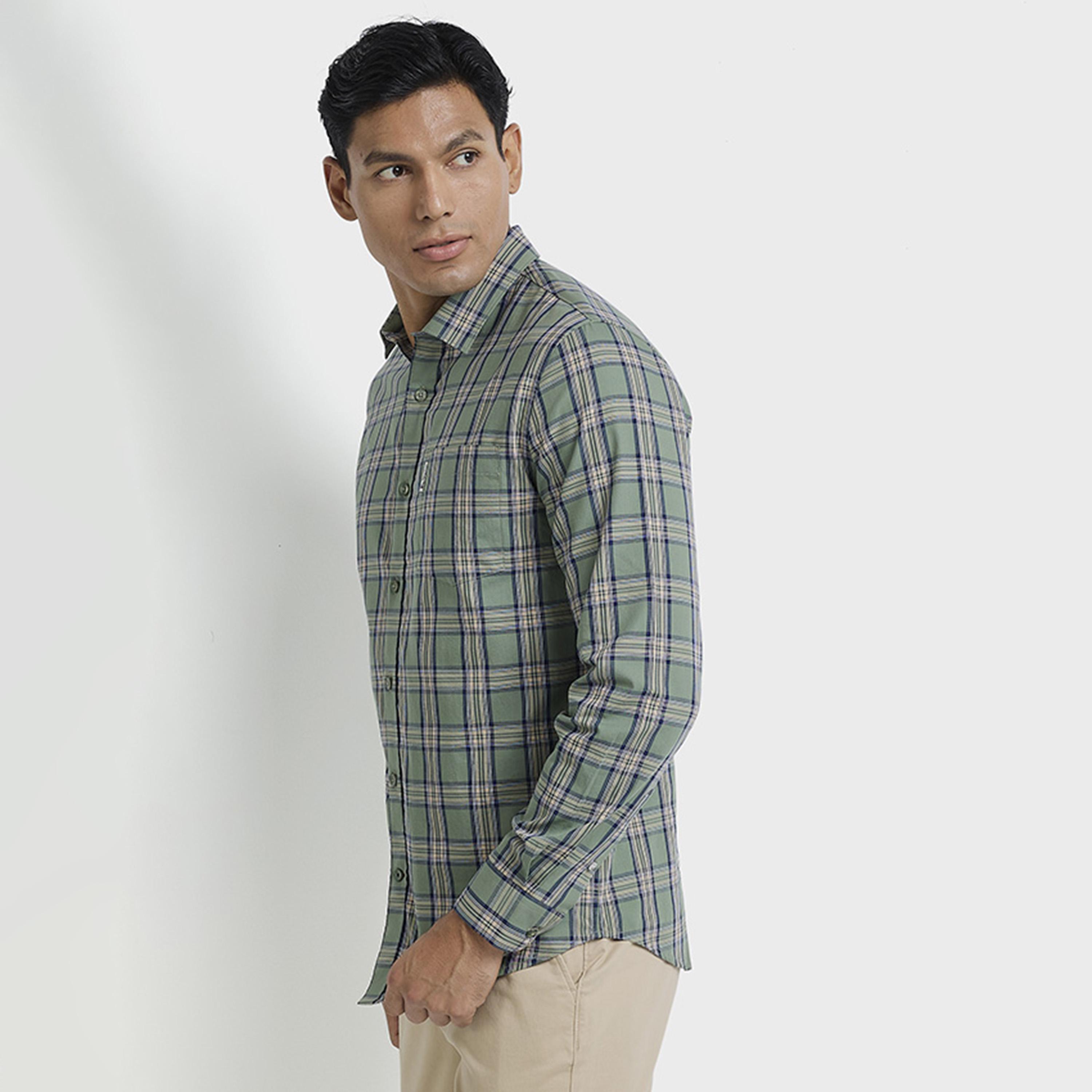 BEN SHERMAN Regular Fit Checked Collared Long Sleeves Men's Shirt-men-clothing-shirts-image-3