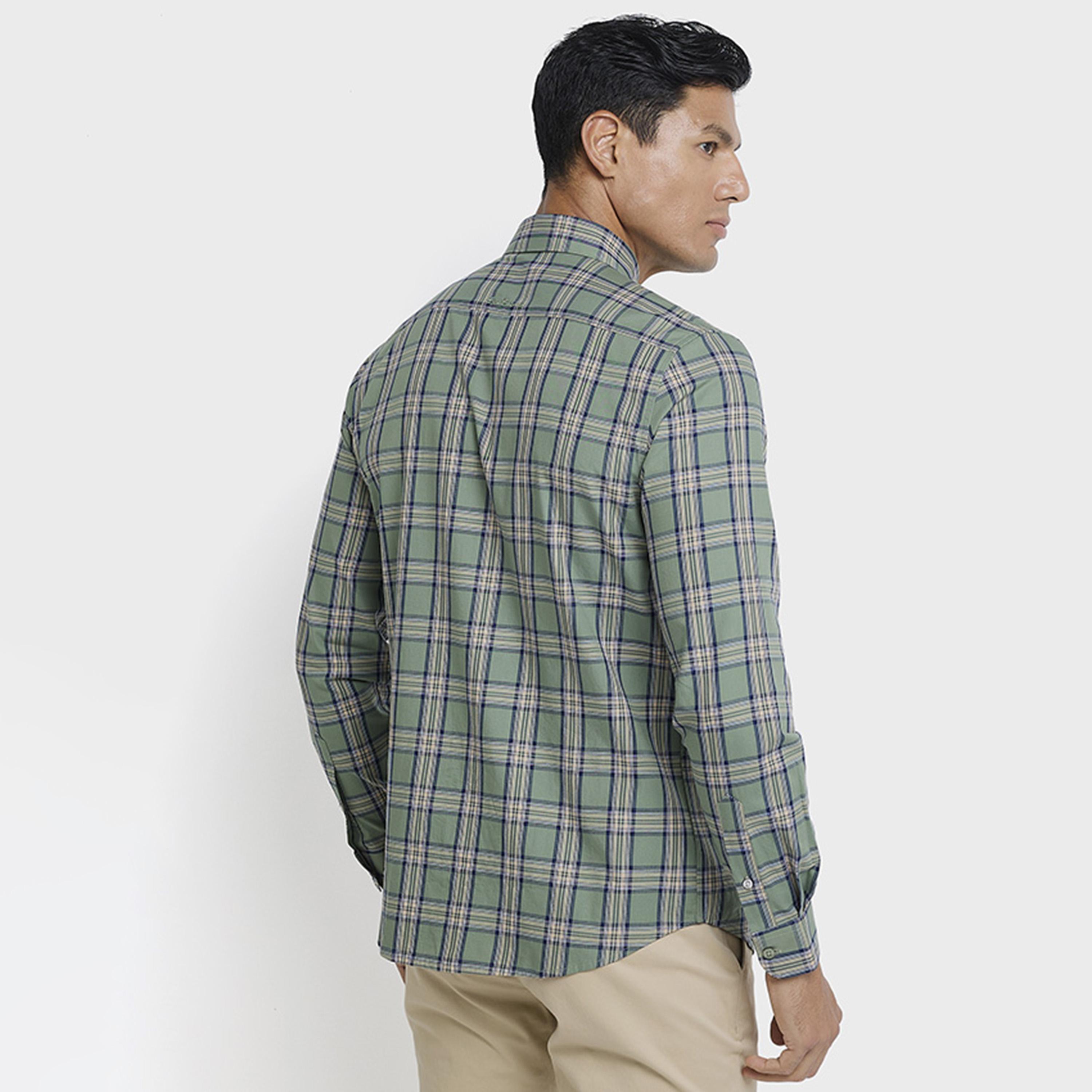 BEN SHERMAN Regular Fit Checked Collared Long Sleeves Men's Shirt-men-clothing-shirts-image-4