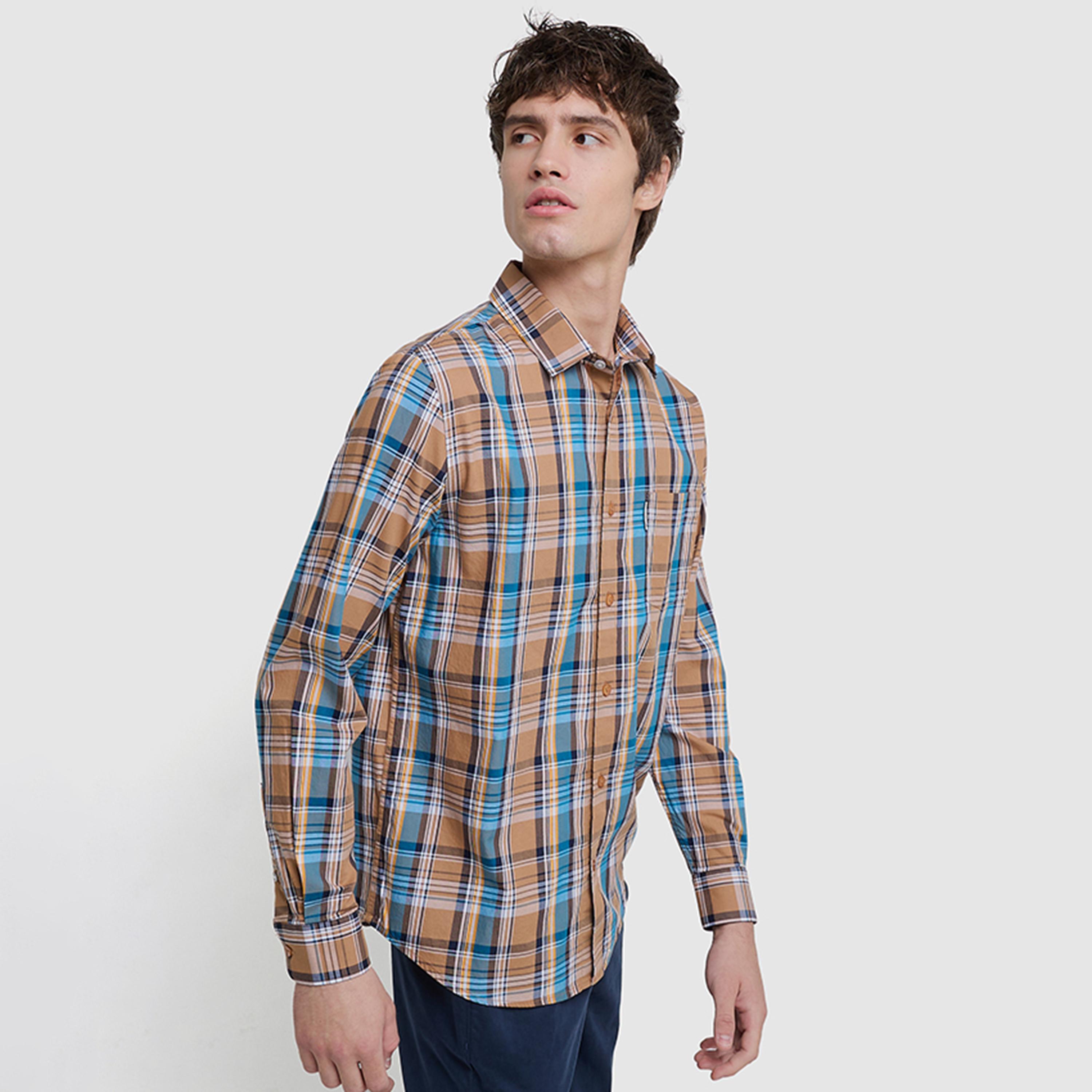 BEN SHERMAN Regular Fit Checked Collared Long Sleeves Men's Shirt-men-clothing-shirts-image-2