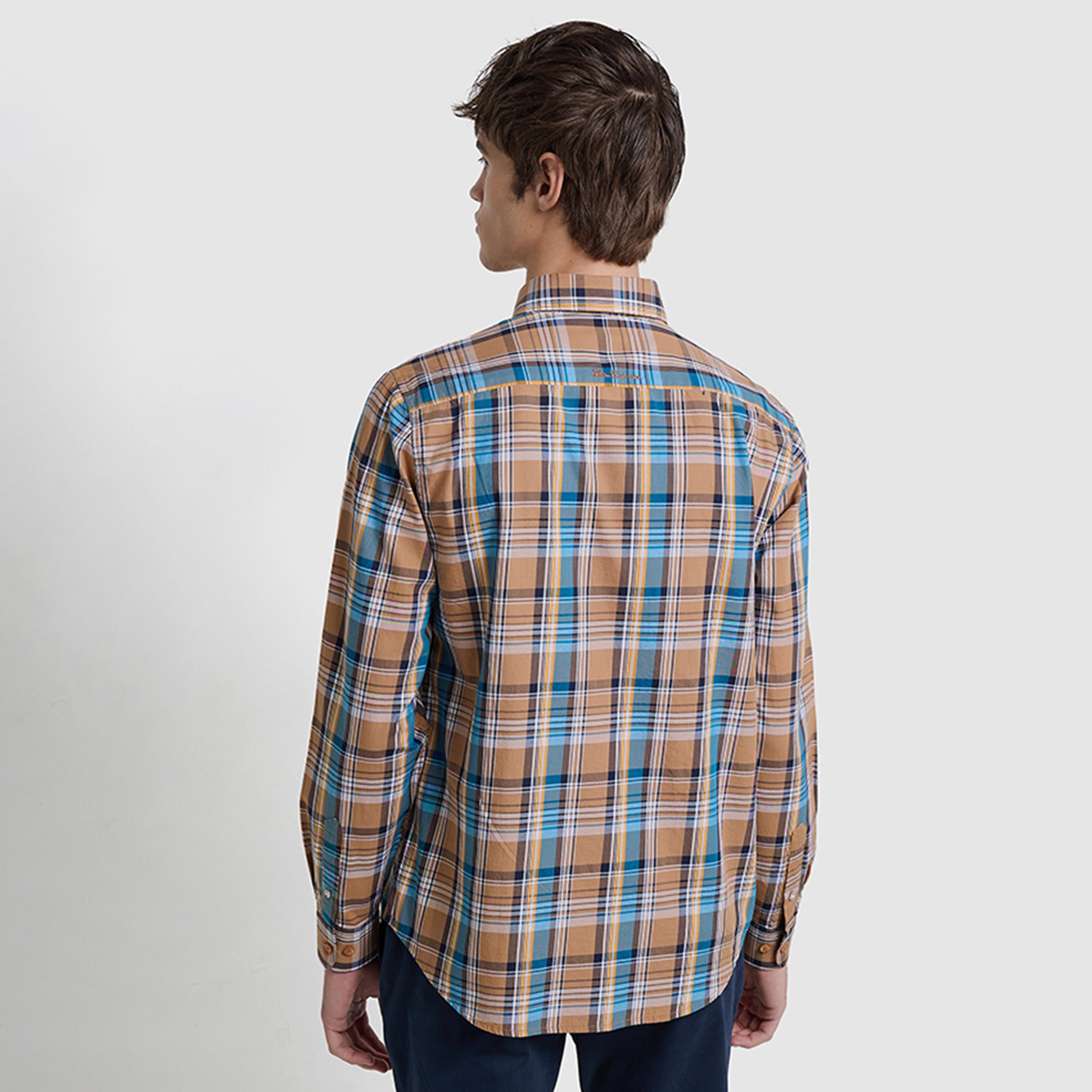 BEN SHERMAN Regular Fit Checked Collared Long Sleeves Men's Shirt-men-clothing-shirts-image-4
