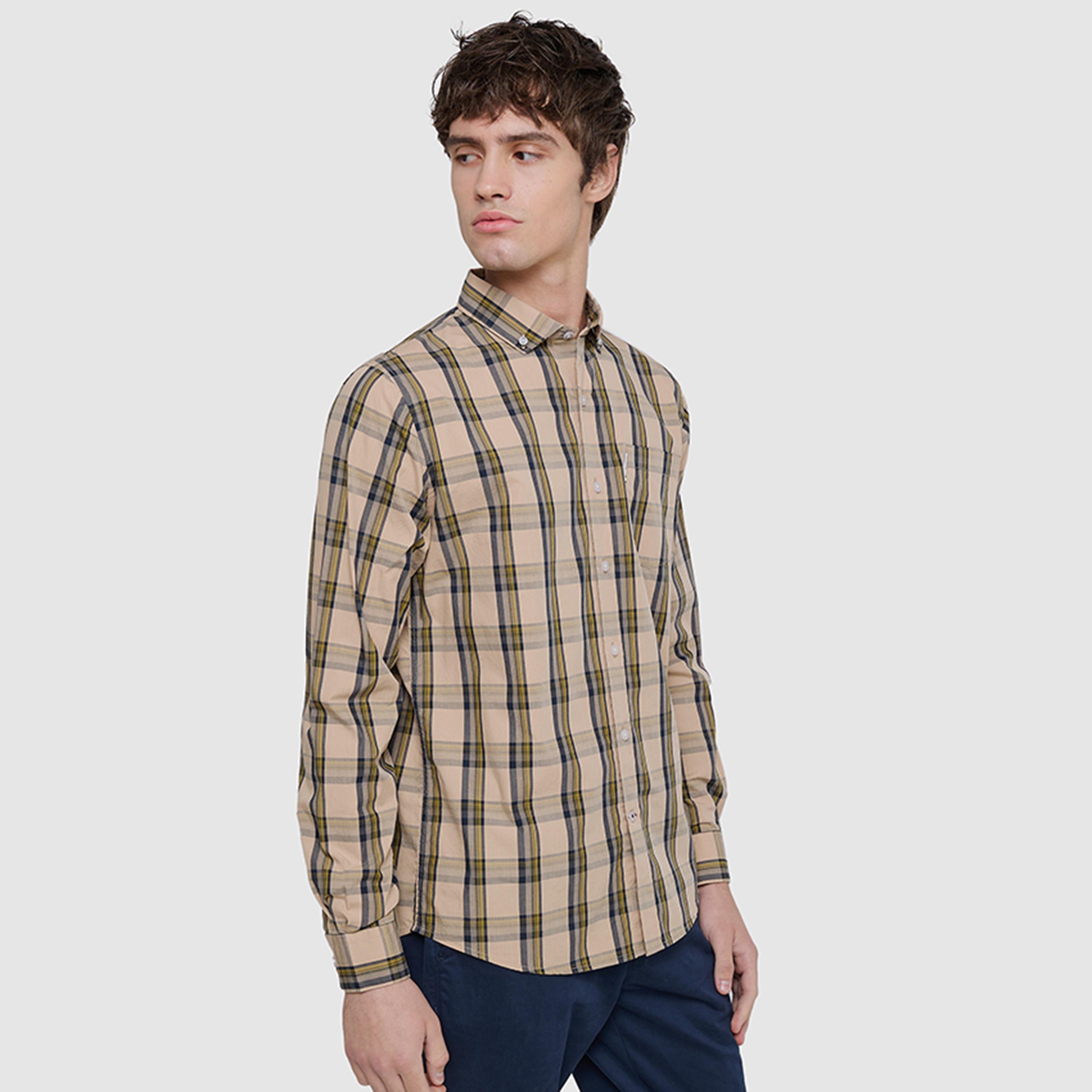 قميص رجالي بقصة عادية مربعات بأزرار وأكمام طويلة من بن شيرمان-men-clothing-shirts-image-2