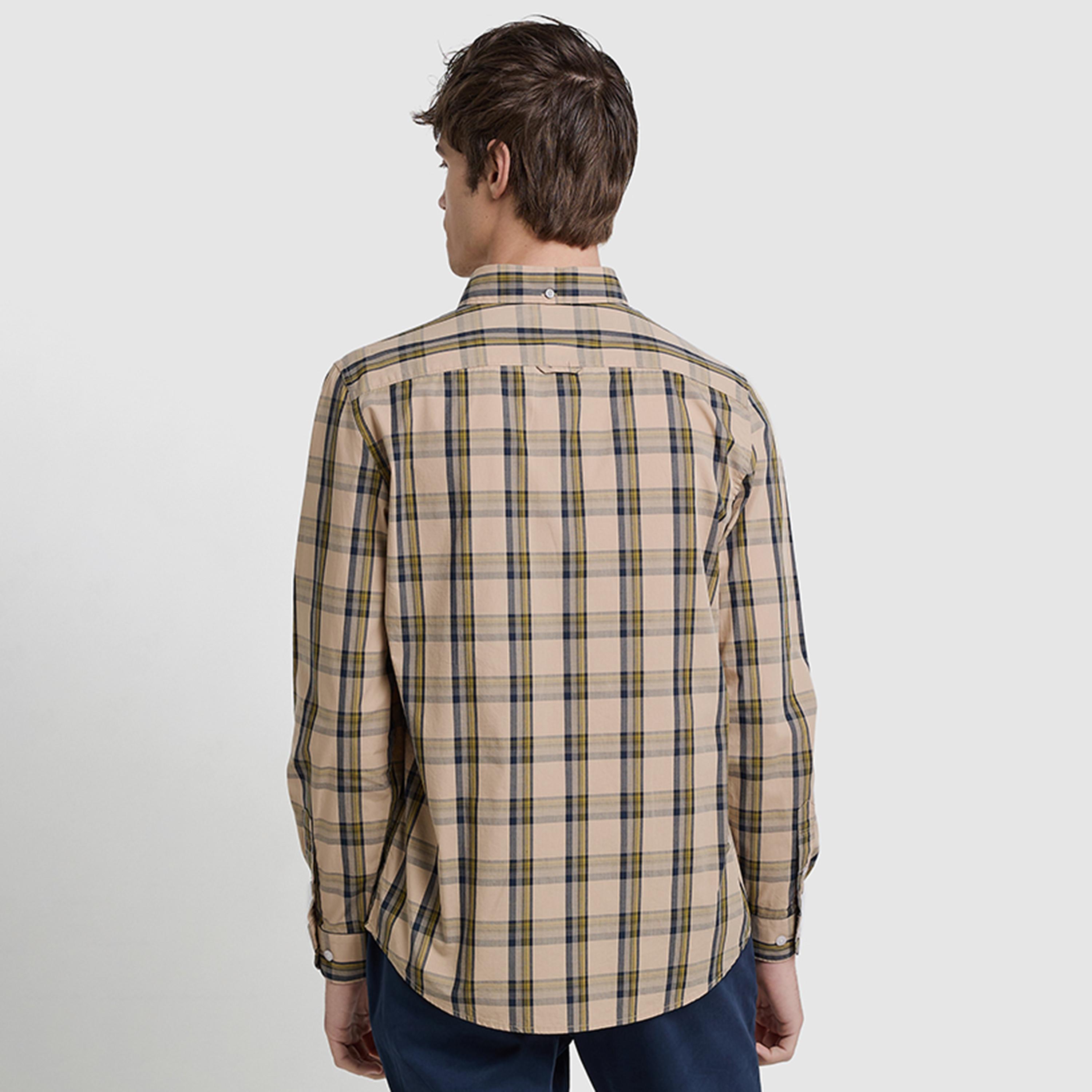 BEN SHERMAN Regular Fit Checked Button-Down Collar Long Sleeves Men's Shirt-men-clothing-shirts-image-4