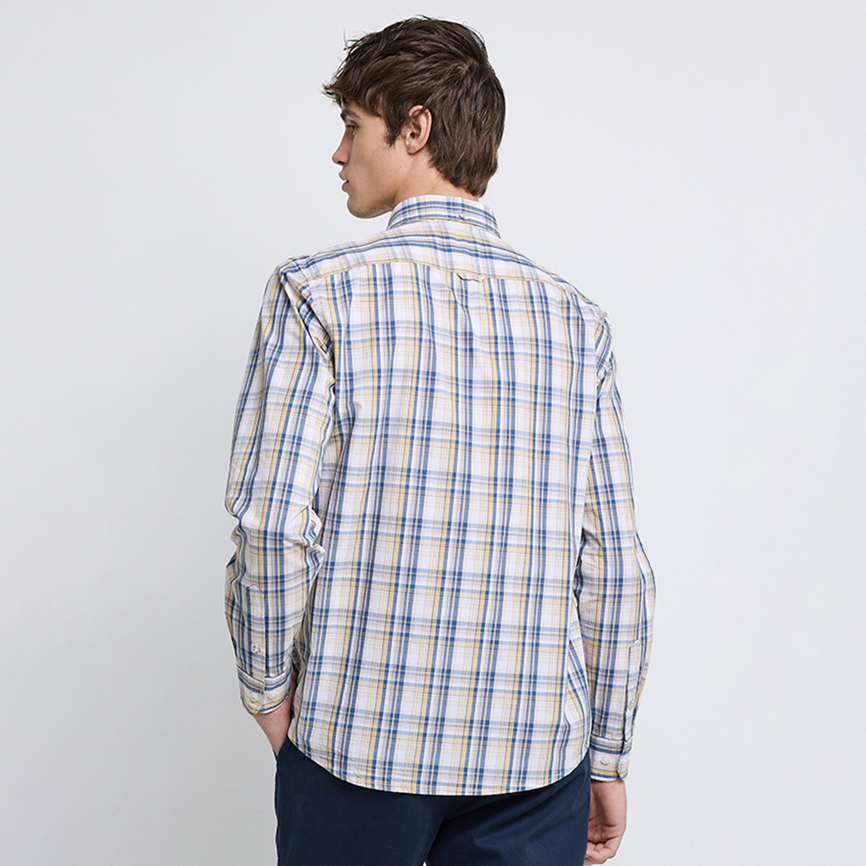 BEN SHERMAN Regular Fit Checked Button-Down Collar Long Sleeves Men's Shirt-men-clothing-shirts-image-4