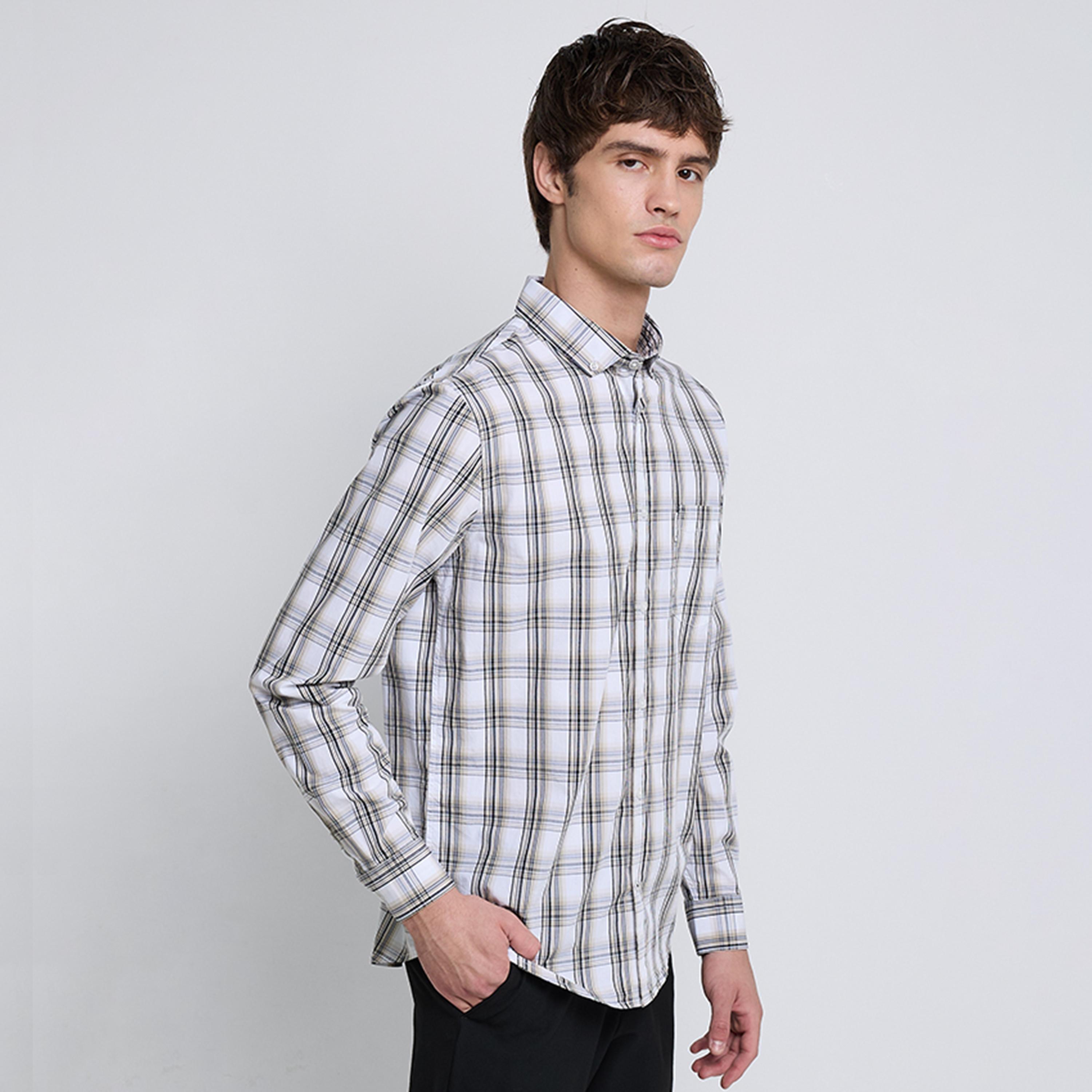 BEN SHERMAN Regular Fit Checked Button-Down Collar Long Sleeves Men's Shirt-men-clothing-shirts-image-2