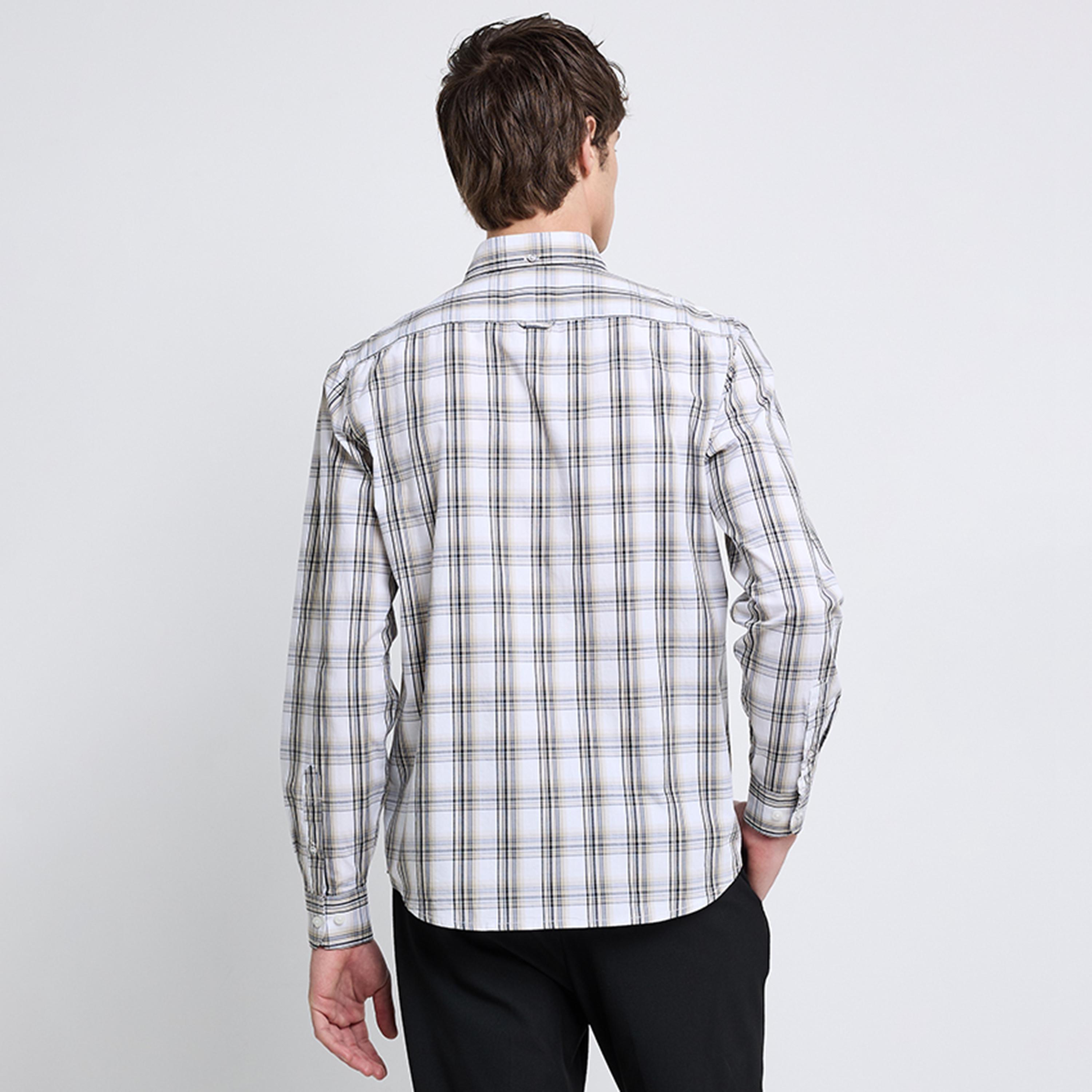 قميص رجالي بقصة عادية مربعات بأزرار وأكمام طويلة من بن شيرمان-men-clothing-shirts-image-4