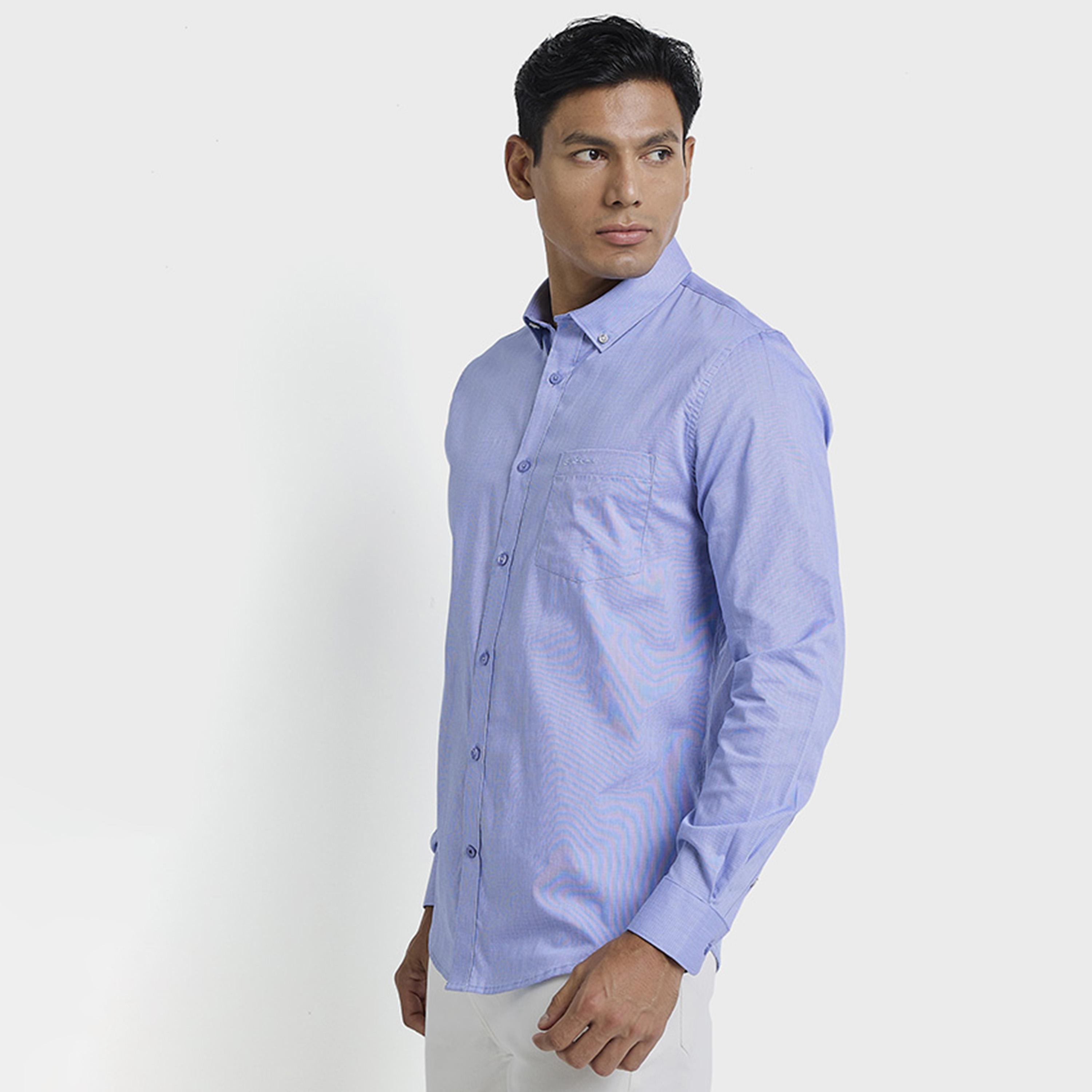 BEN SHERMAN Regular Fit Plain Button-Down Collar Long Sleeves Men's Shirt-men-clothing-shirts-image-3