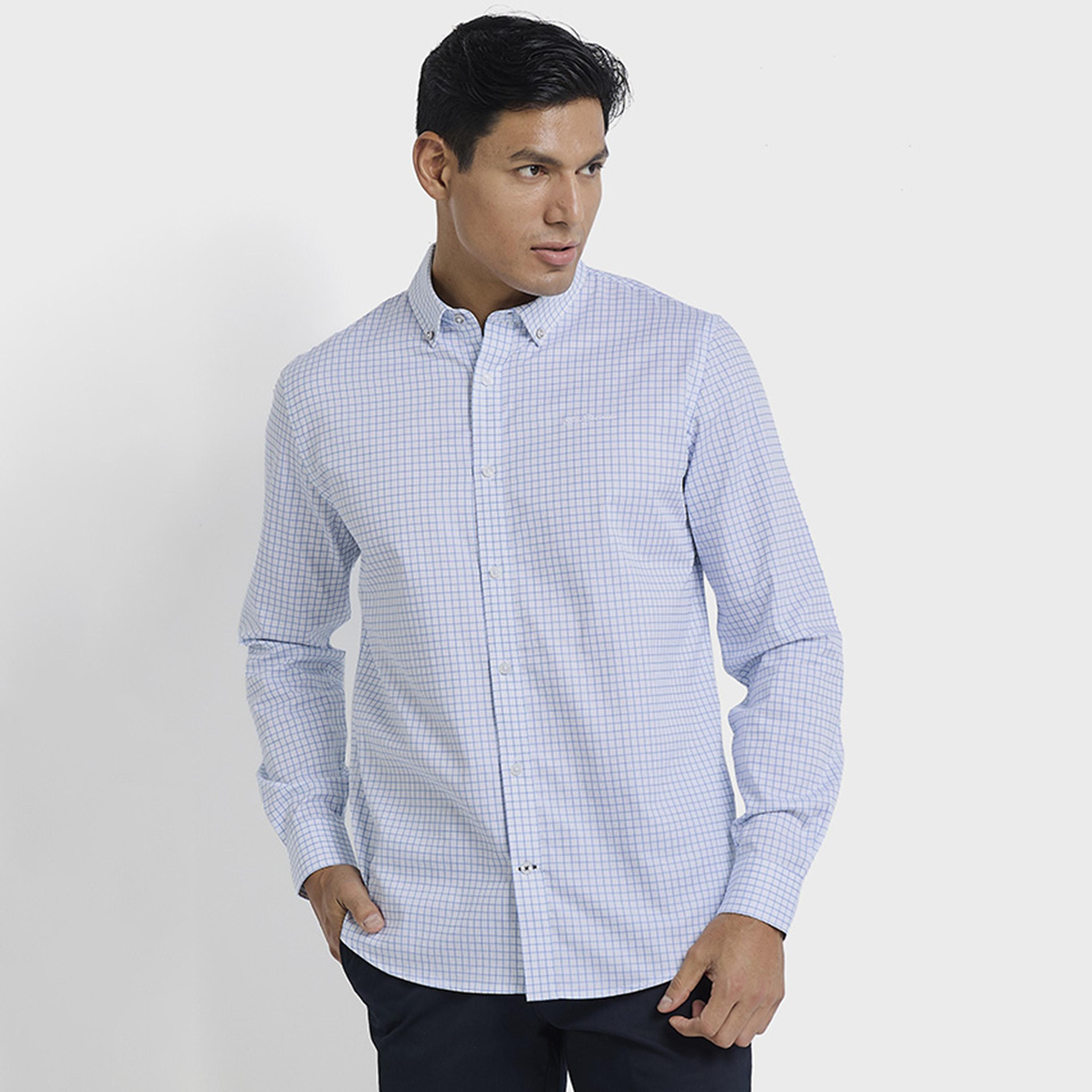 BEN SHERMAN Regular Fit Checked Button-Down Collar Long Sleeves Men's Shirt-men-clothing-shirts-image-1