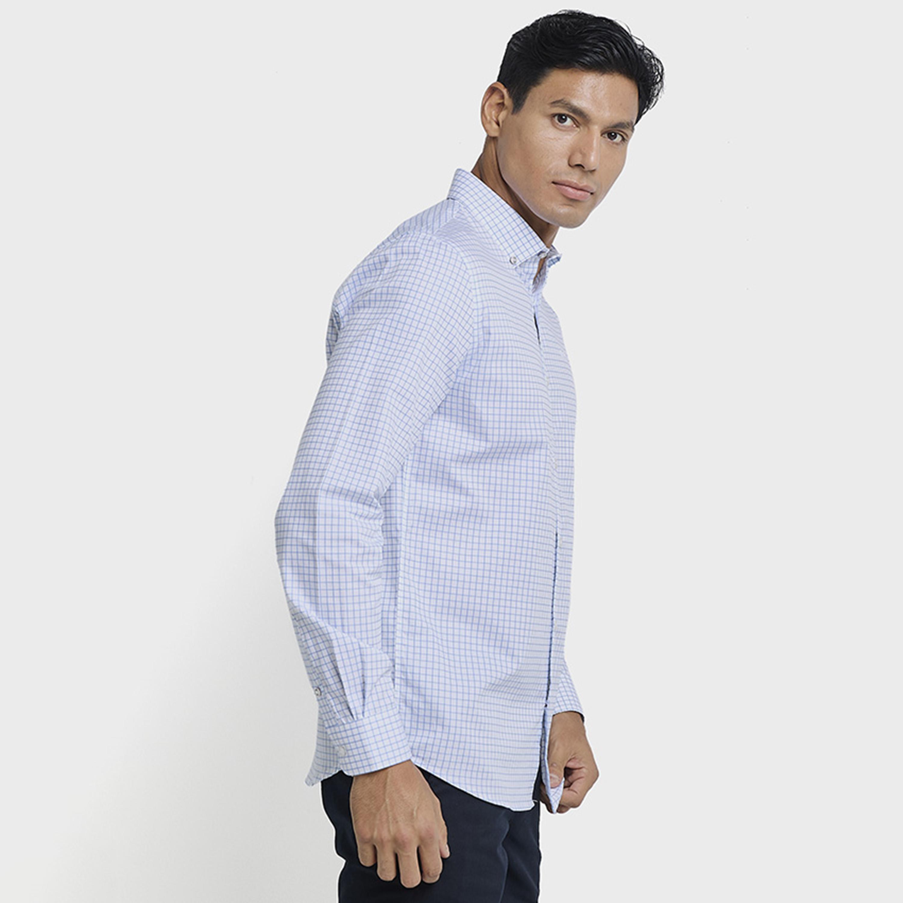 BEN SHERMAN Regular Fit Checked Button-Down Collar Long Sleeves Men's Shirt-men-clothing-shirts-image-2