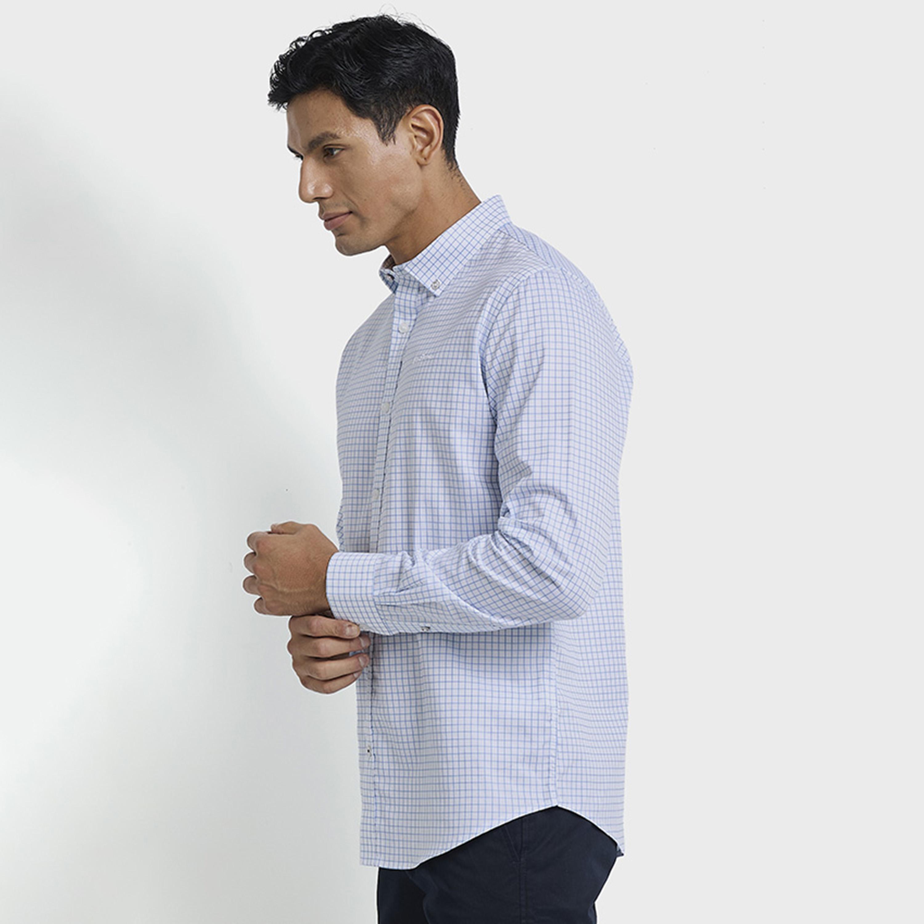 BEN SHERMAN Regular Fit Checked Button-Down Collar Long Sleeves Men's Shirt-men-clothing-shirts-image-3