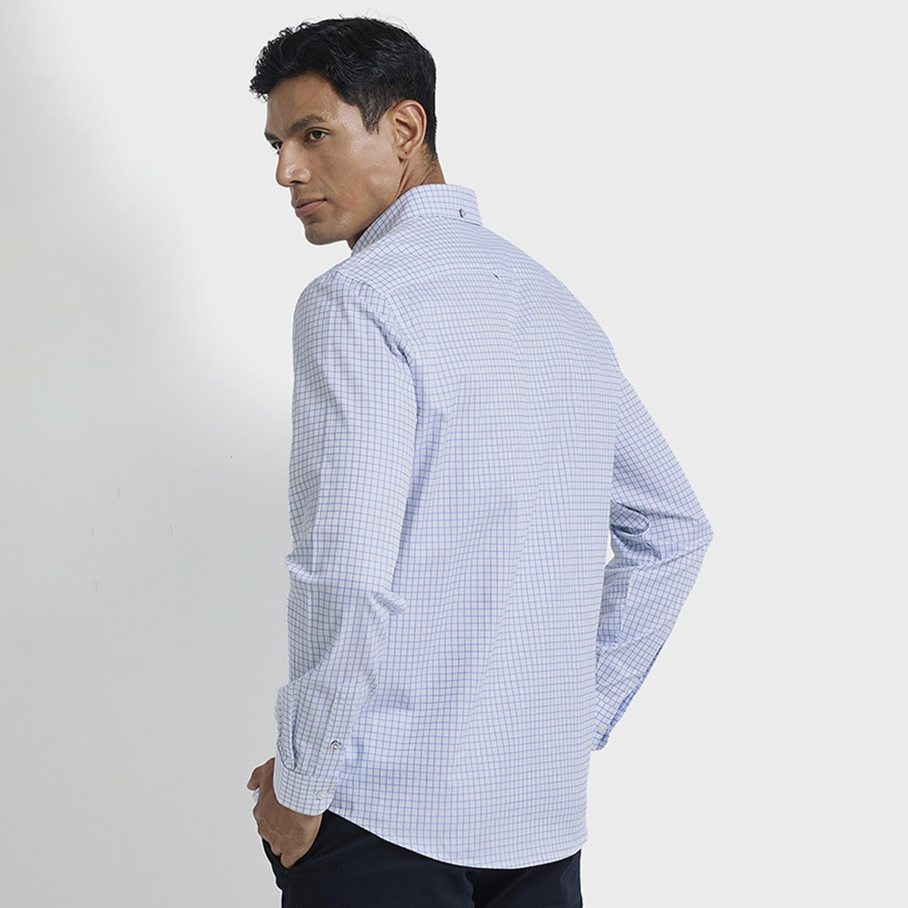 BEN SHERMAN Regular Fit Checked Button-Down Collar Long Sleeves Men's Shirt-men-clothing-shirts-image-4