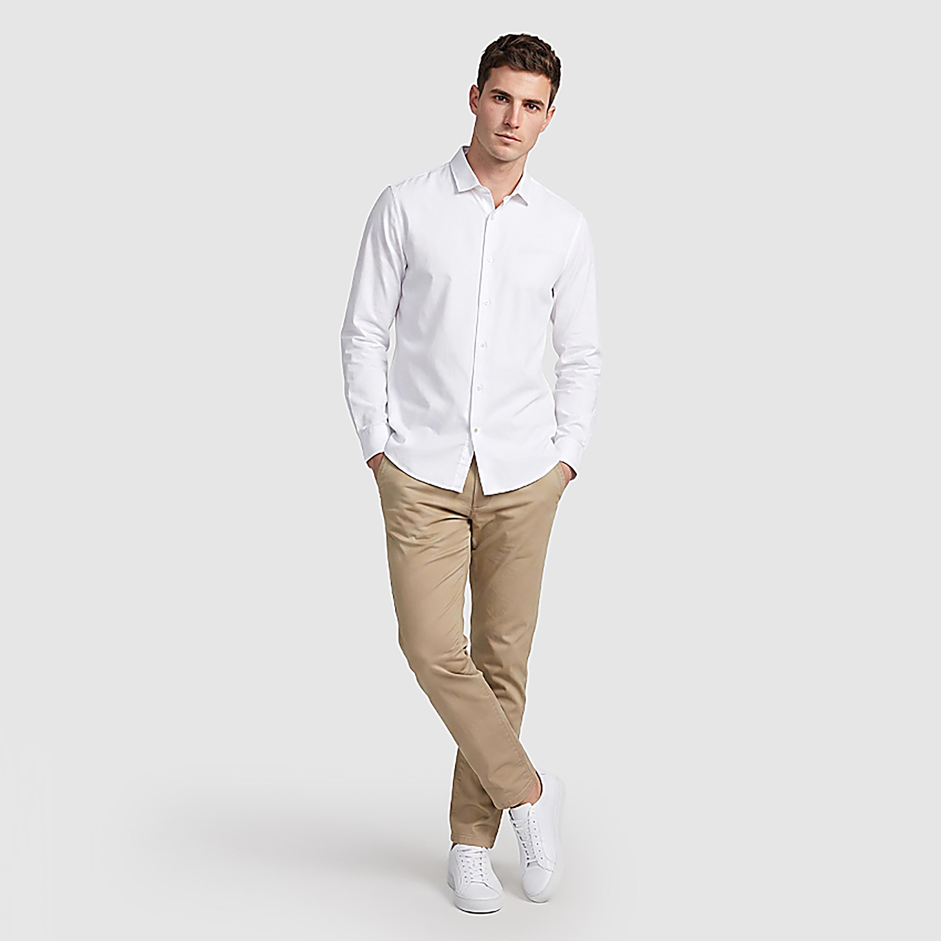 قميص رجالي سادة بقصة ريجولار فيت وياقة سبريد وأكمام طويلة من بن شيرمان-men-clothing-shirts-image-5